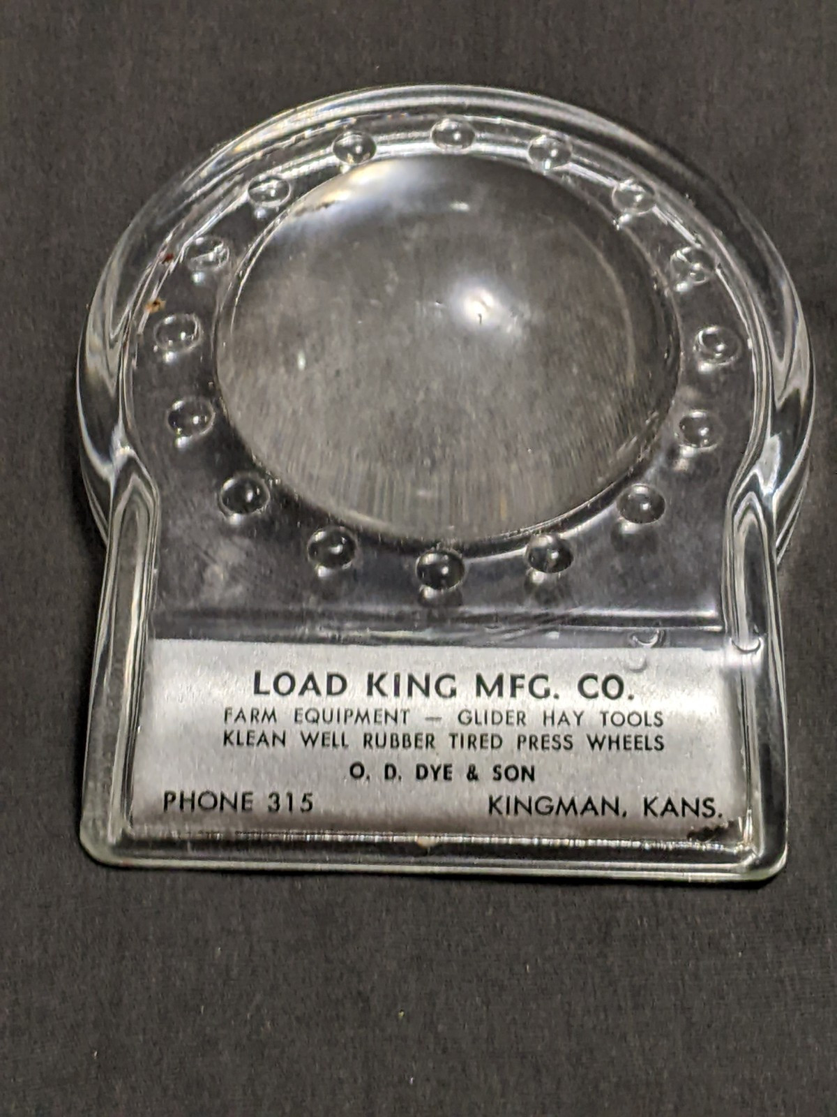 Kingman Kansas Farm equipment advertising paperweight