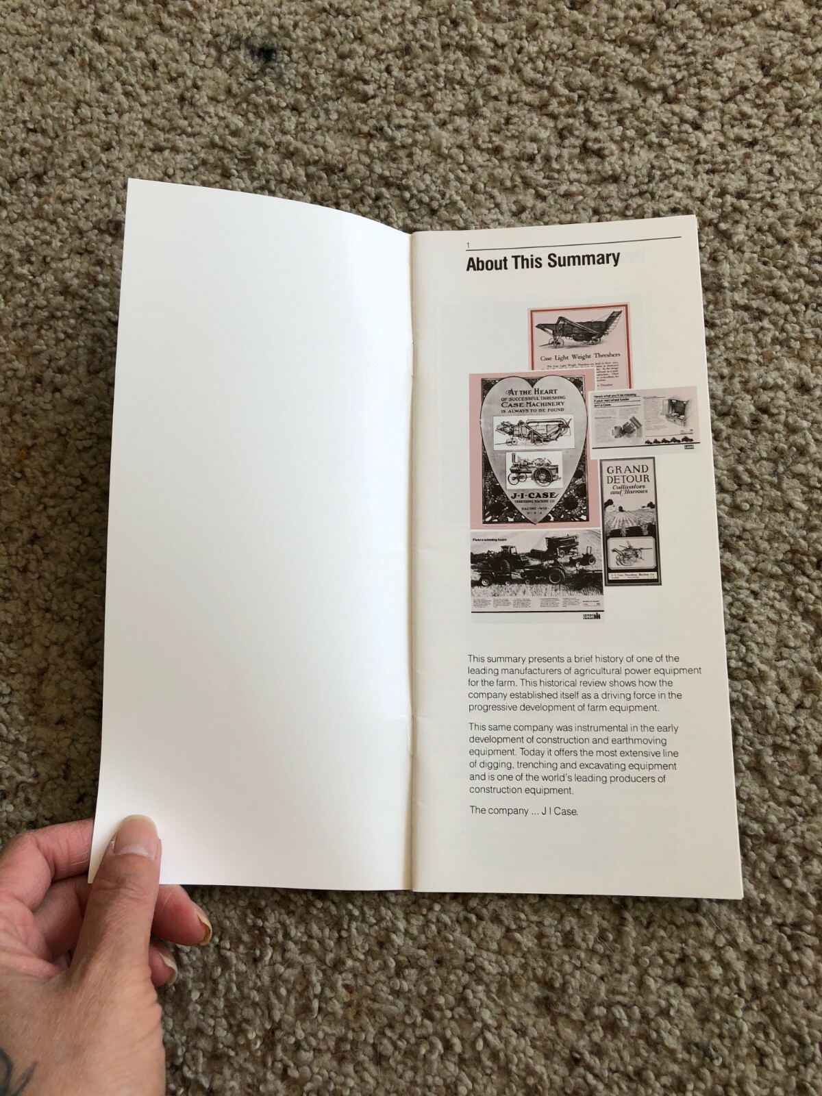 1986 Case Historical Summary factory catalogue.
