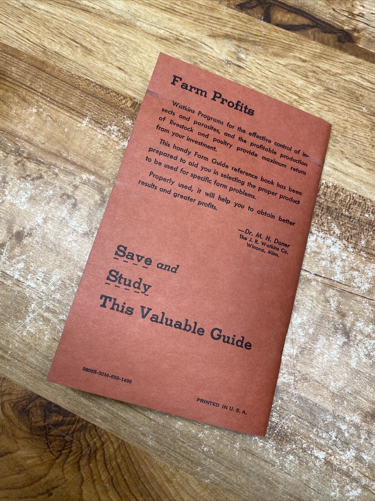 Vintage Brochure 1940&rsquo;s FARM GUIDE, J R Watkins Pest Control, Animal Health