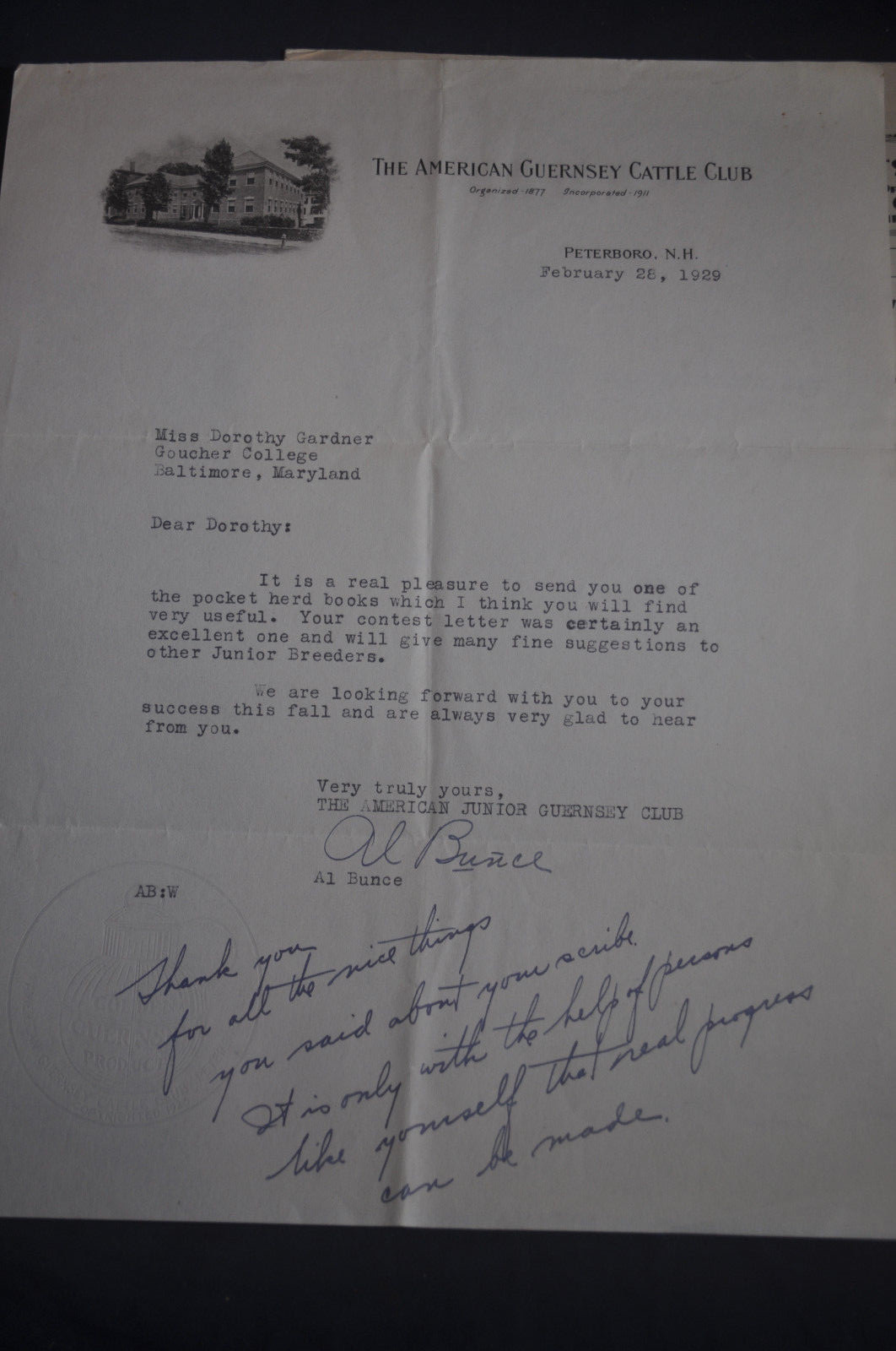 1929 American Guernsey Cattle Club Letterhead & Junior Guernsey News