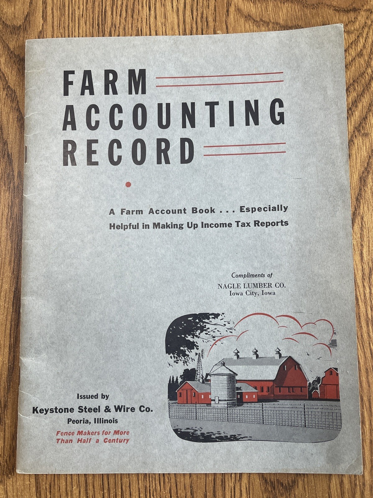 VTG Iowa City Nagle Lumber Advertising Farm Accounting Record Book Keystone