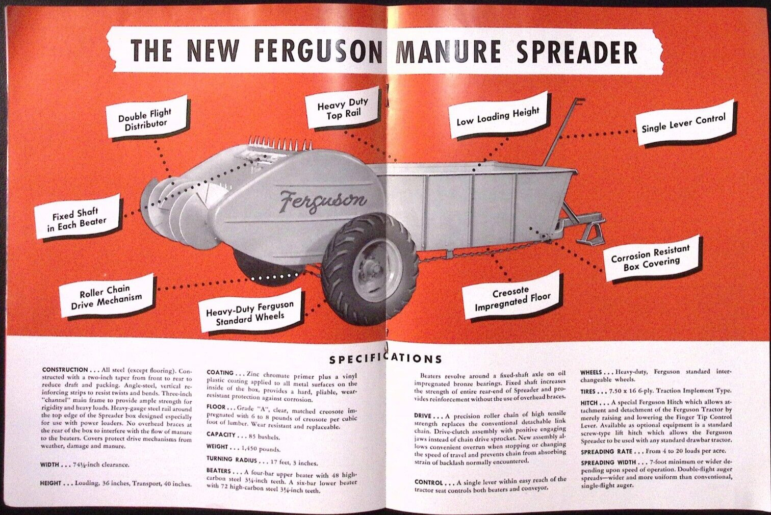 1954 Ferguson Manure Spreader Ferguson Loader Brochure The Ferguson System