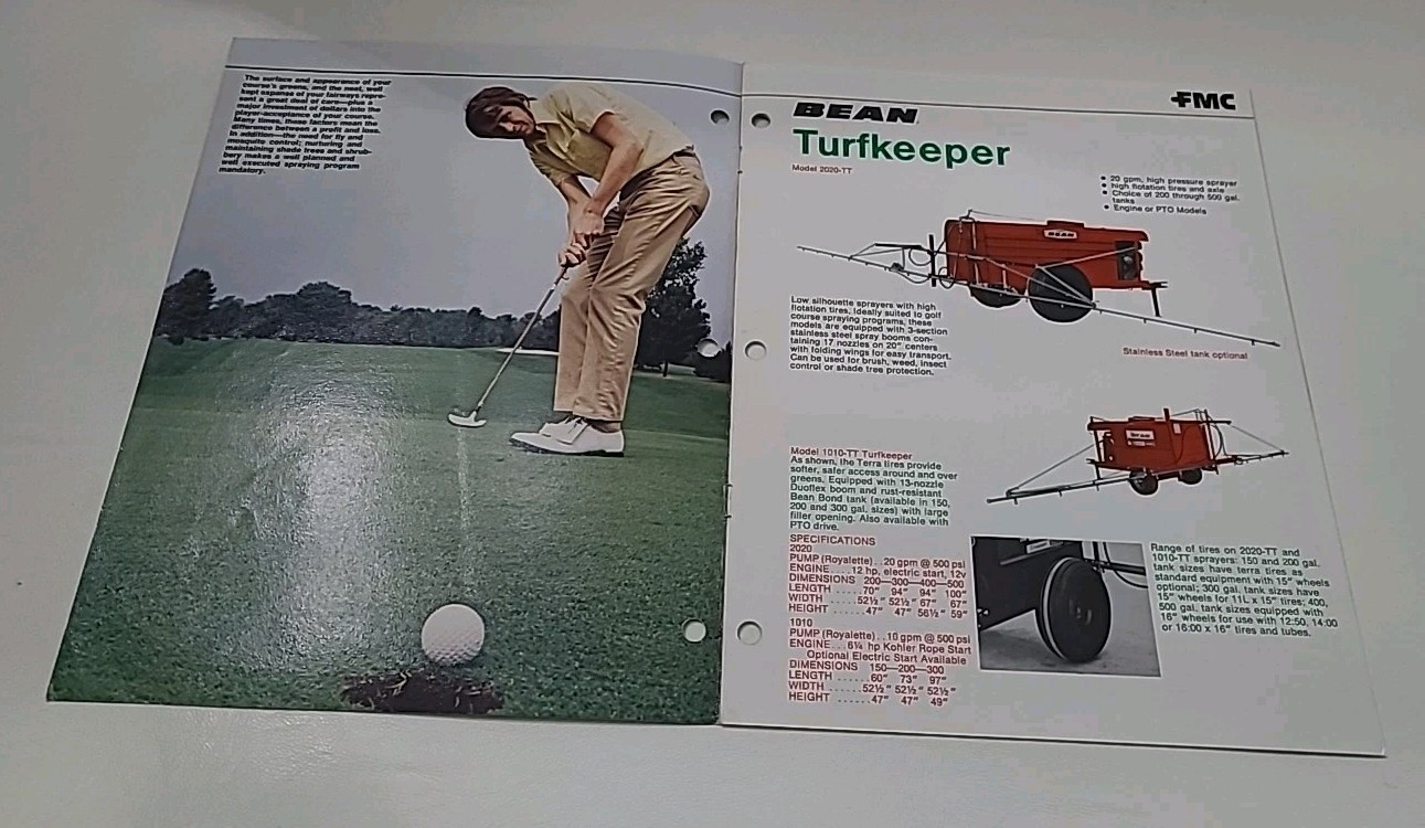 Vintage John Bean Turf Spraying Equipment FMC Brochure Pamphlet Booklet Old Read