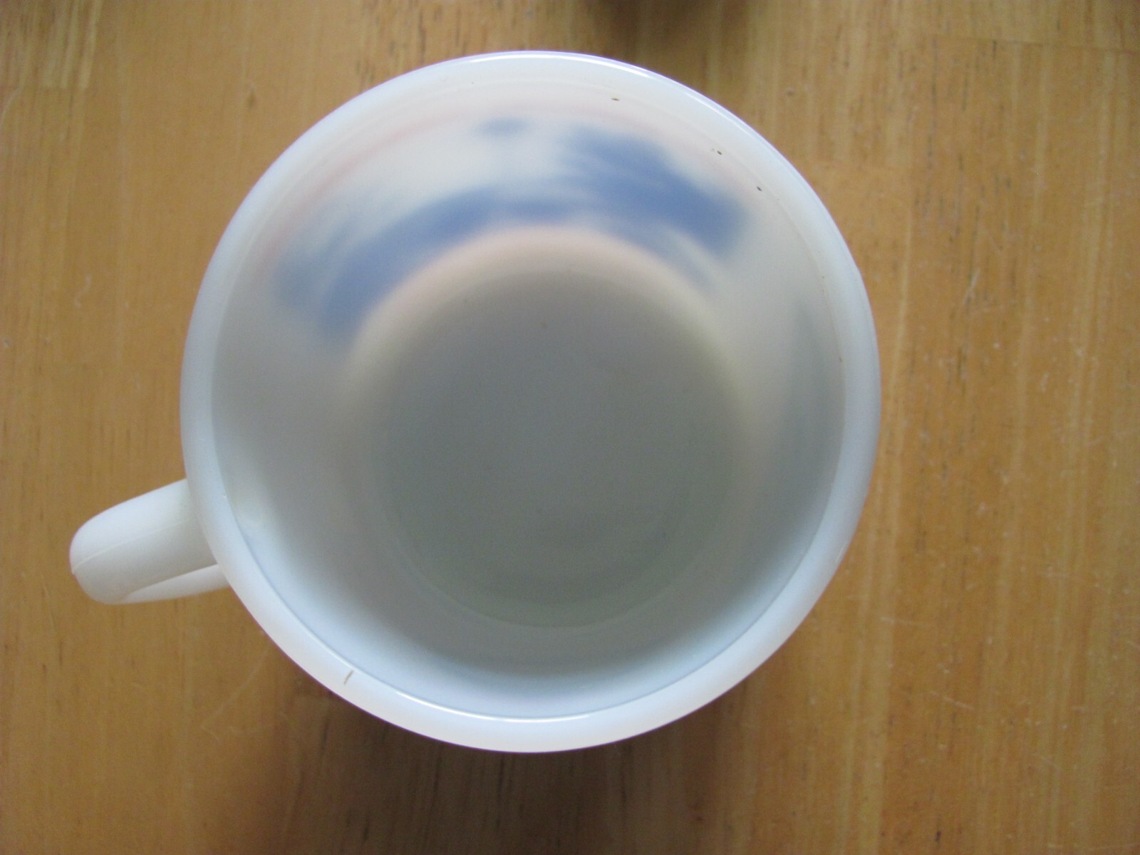 1981 MILK GLASS COFFEE CUP SAN ANTONIO TX LICA LAND IMPROVEMENT CONTRACTORS FARM