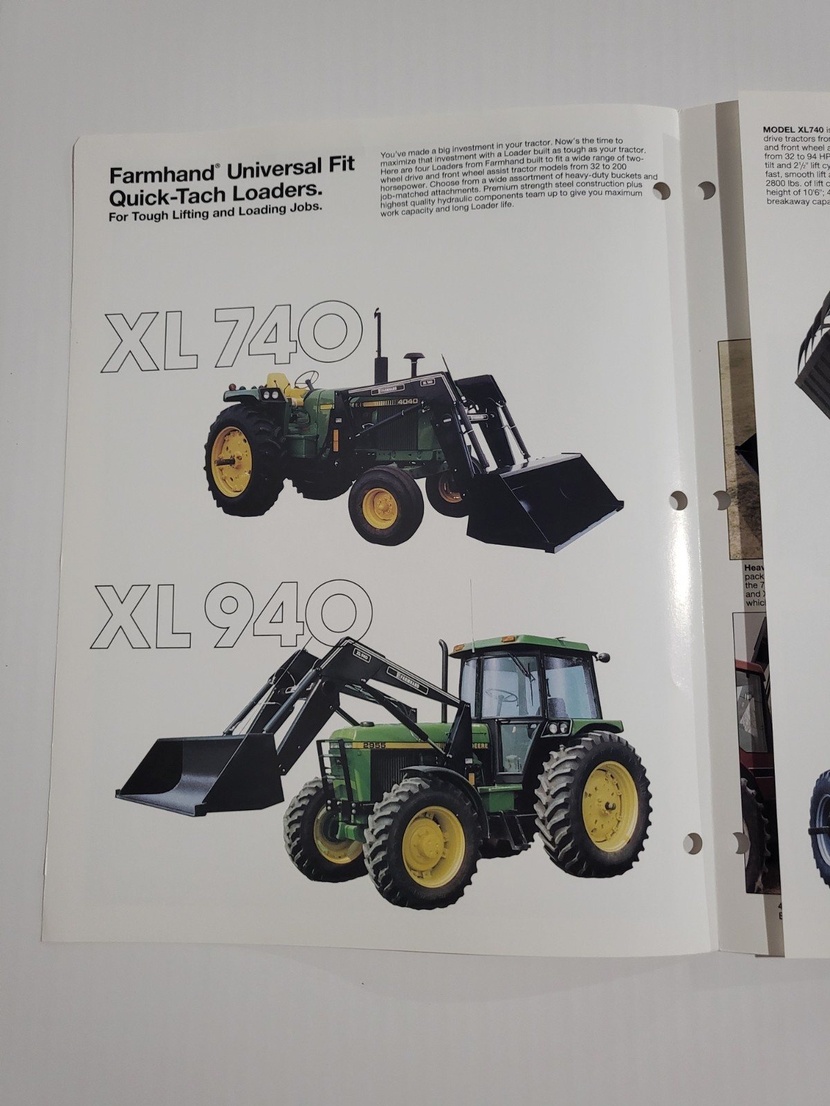 Vintage 1993? Farmhand Loader BROCHURE Models XL 1340 1140 940 740 Excelsior MN.