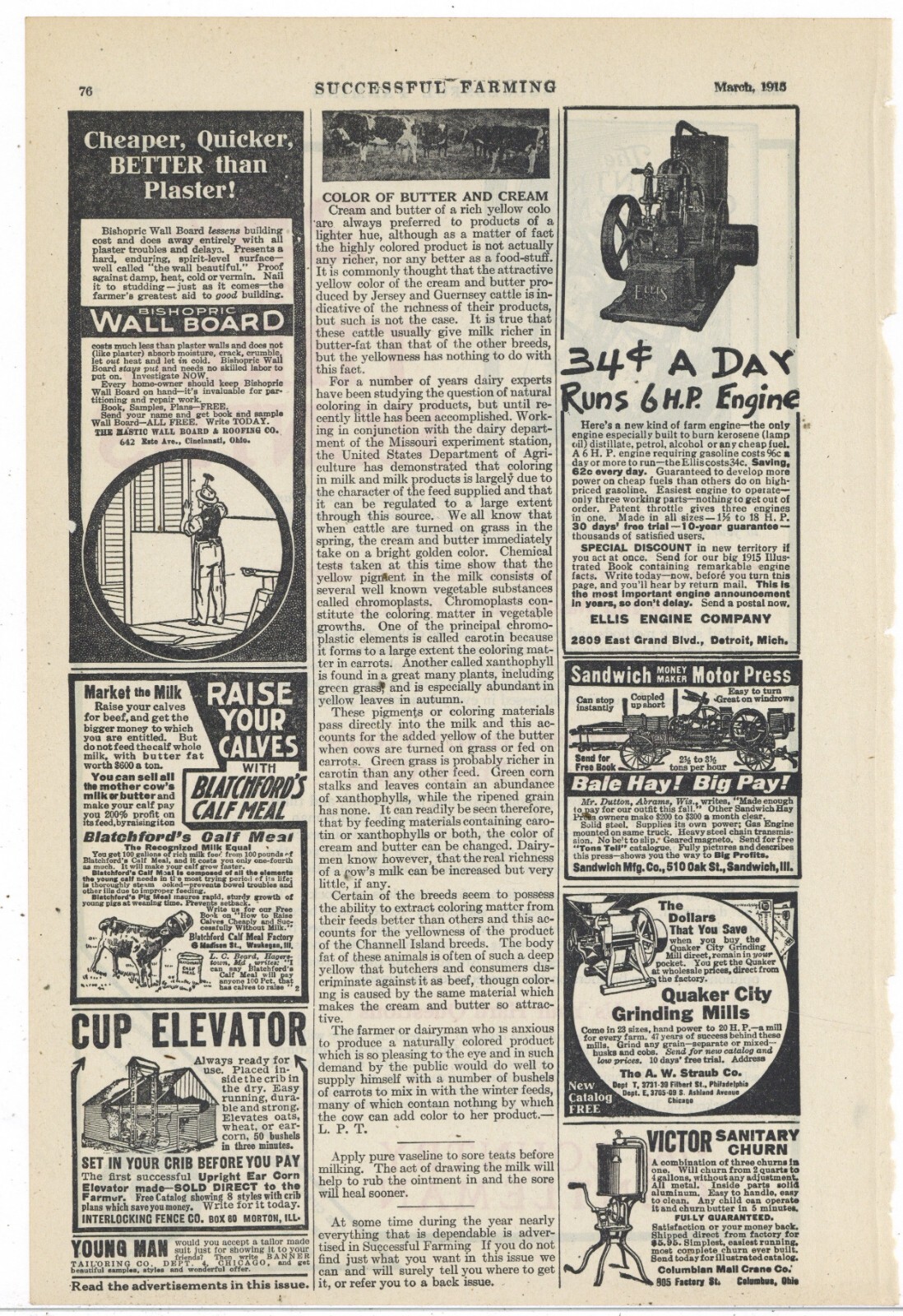 1915 Ellis Engine Co. Ad: 6 HP Multifuel Engine – Detroit, Michigan