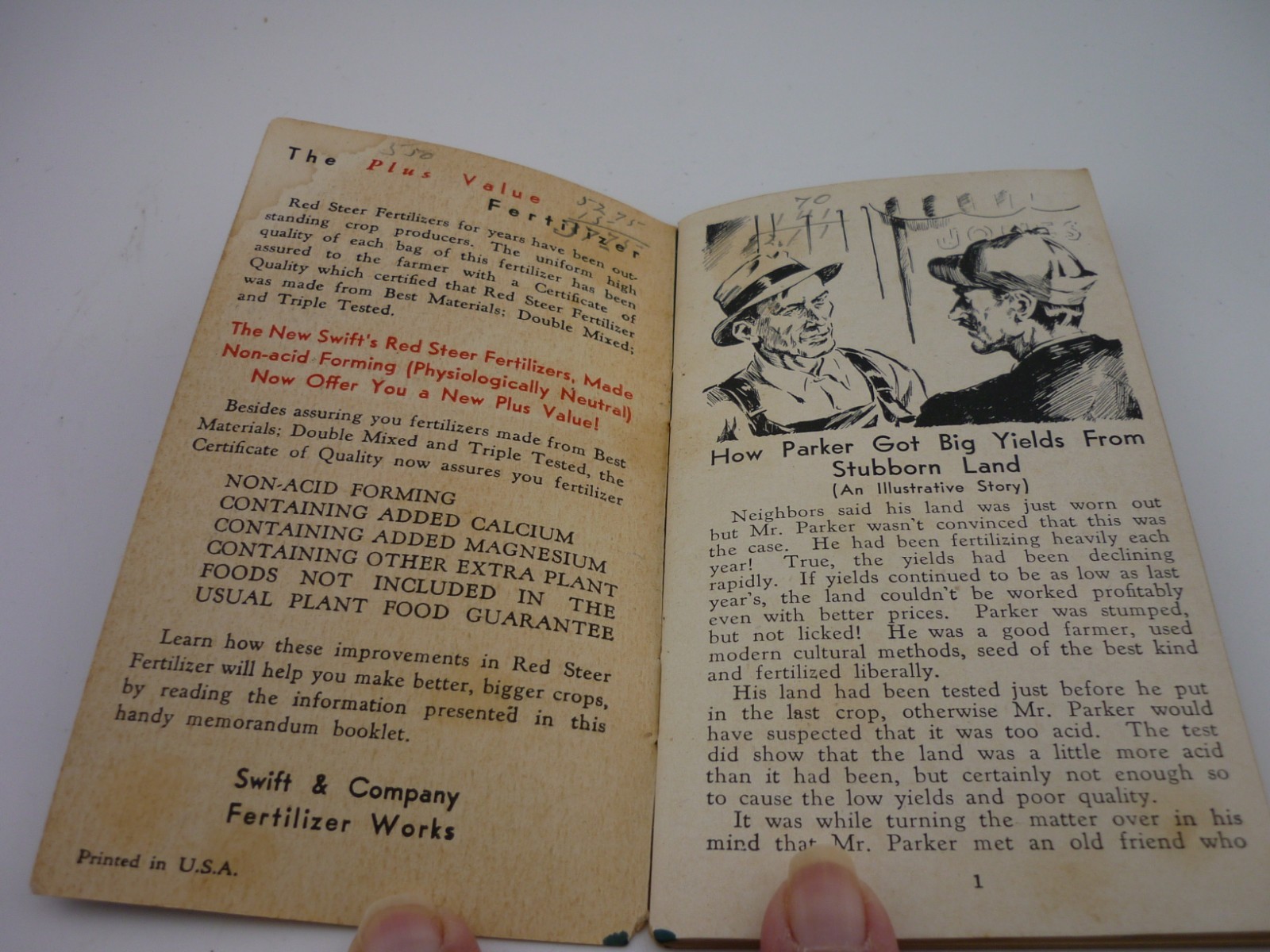 1935 Swift Red Steer Fertilizers Non Acid Forming Farm Advertising Booklet