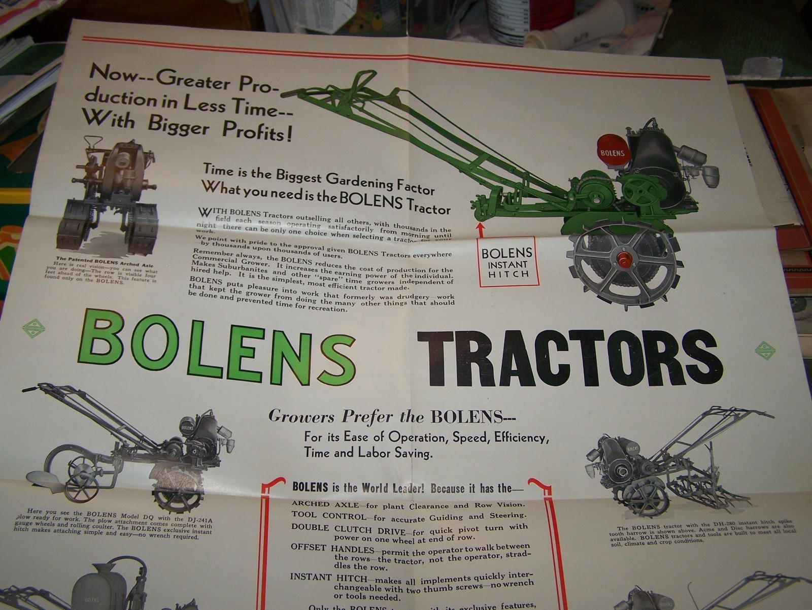BOLENS Walk Behind Garden Tractor Briggs Stratton Engine Sales Poster Hit Miss