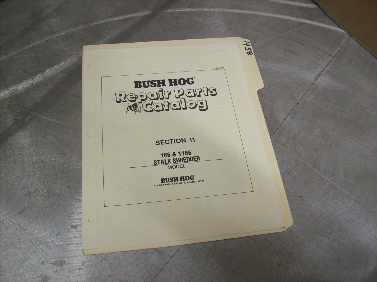 1458) Bush Hog Parts Manual – LOOSE LEAF – 166 & 1166 Stalk Chopper