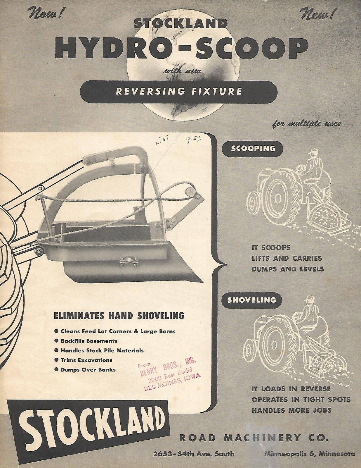 Farm Brochure – Stockland – Hydro-Scoop for Tractor – c1960&rsquo;s (F9219)