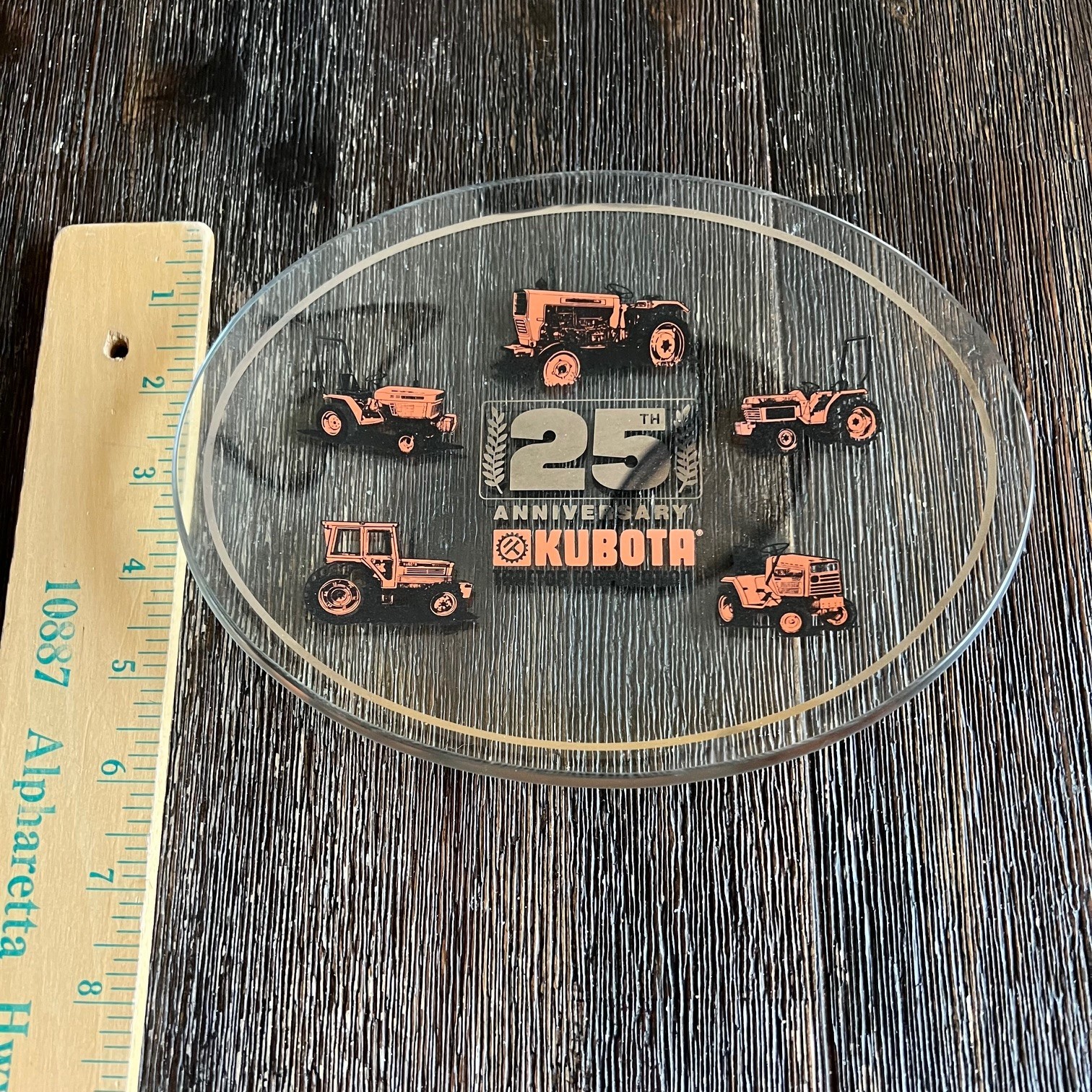 Kubota Tractor Company 25th Anniversary Glass Dish Oval Decorative Collectible