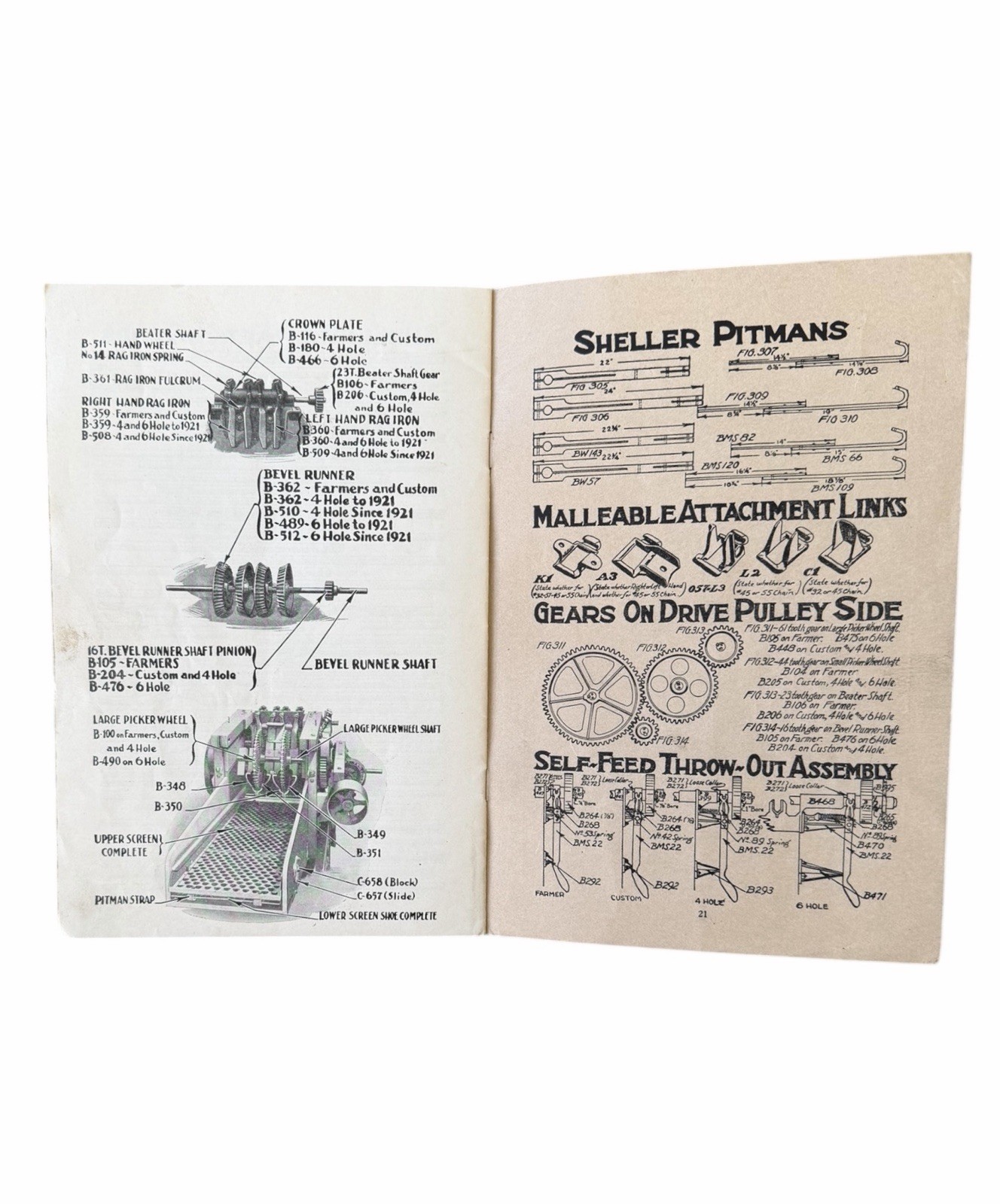 Appleton Mfg Co Spring Corn Shellers Parts List Batavia Illinois c.1929