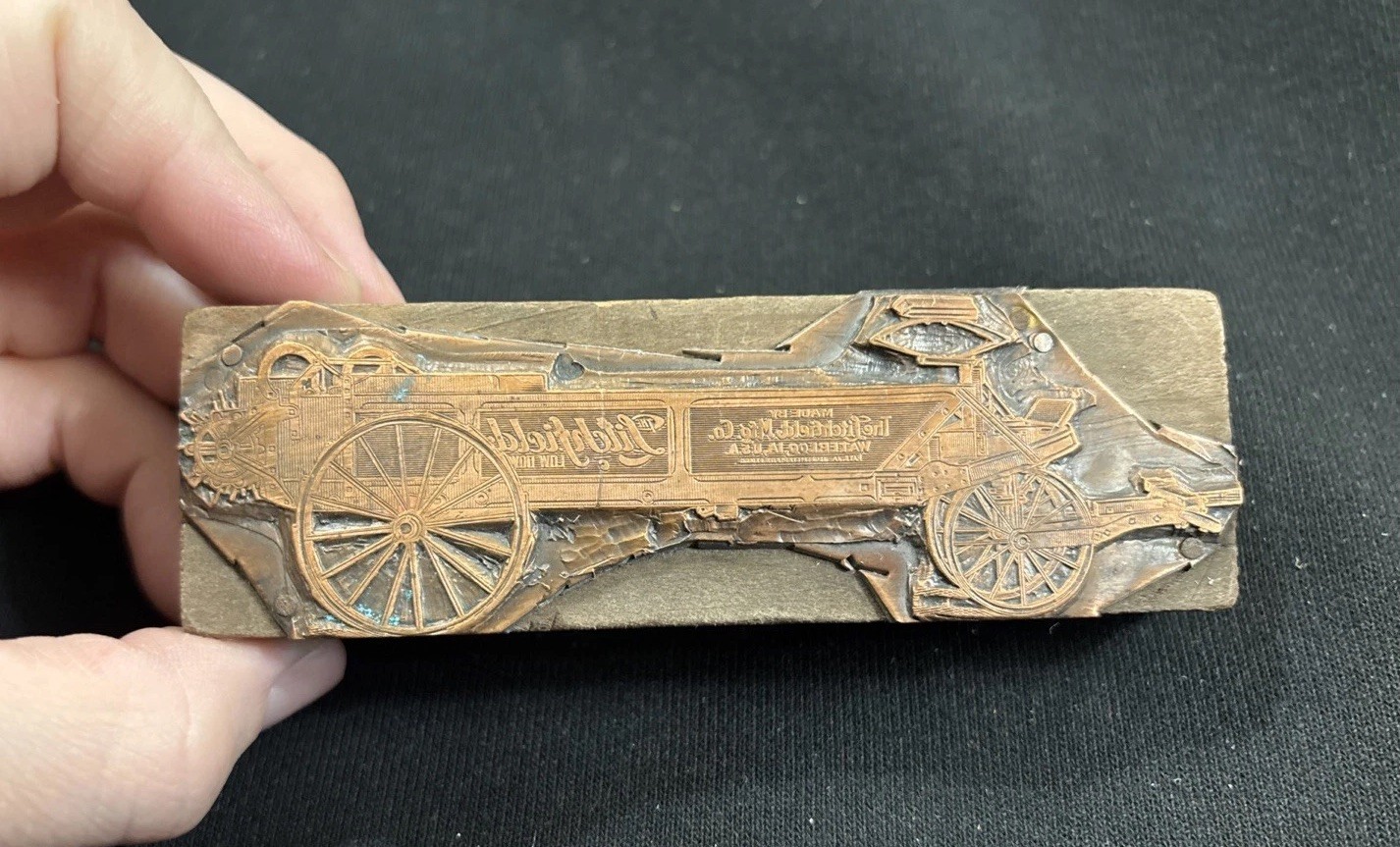 Vintage Litchfield Waterloo Iowa Wagon Manure Spreader Implement Print Block