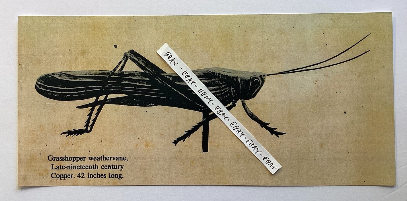 1800’s GRASSHOPPER COPPER WEATHER VANE 42” LONG $48 JOSEPH BRECK & SON RARE AD