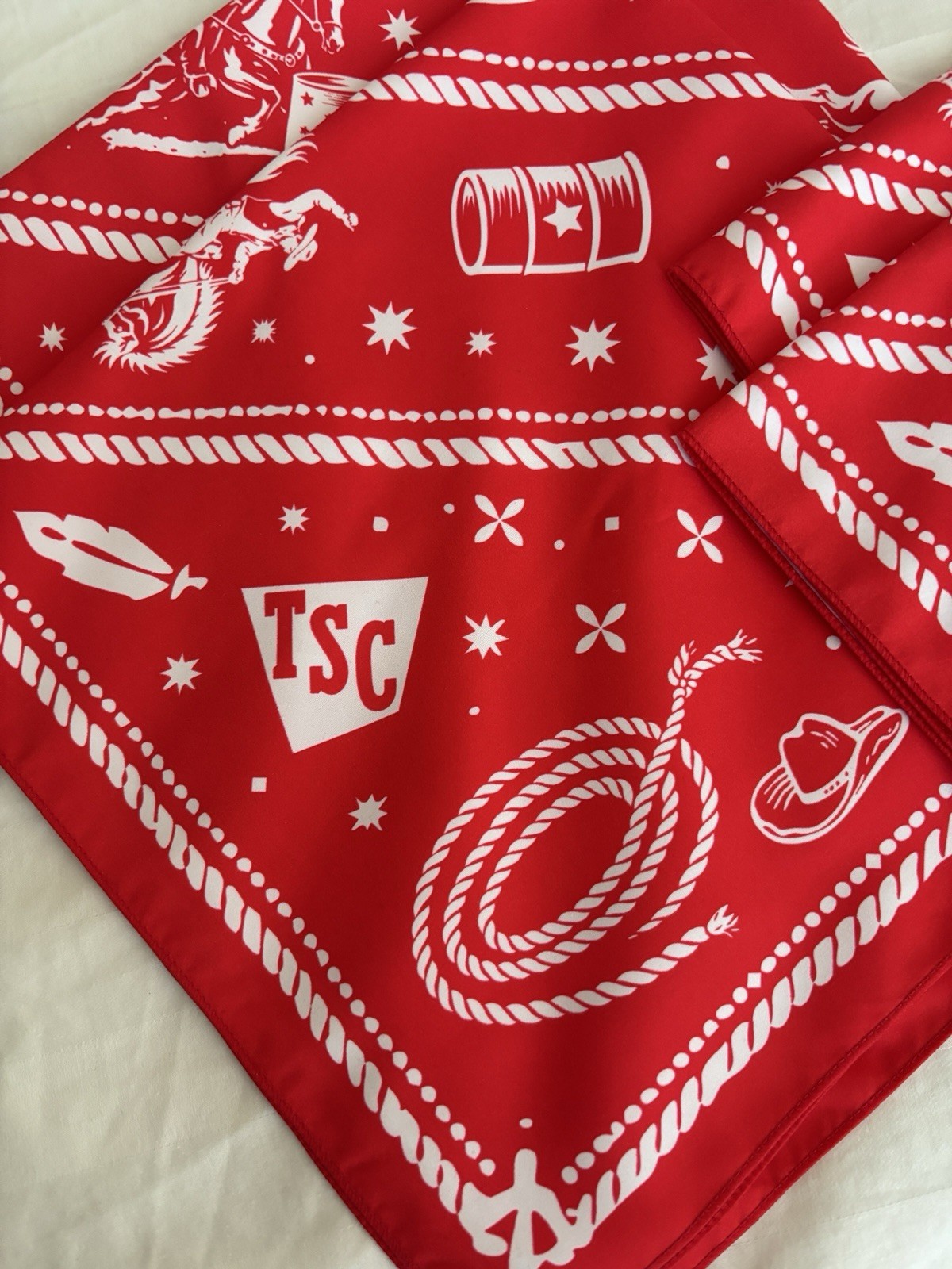 Tractor Supply Co. Red & White Bandanas Western Theme *Set of Two*