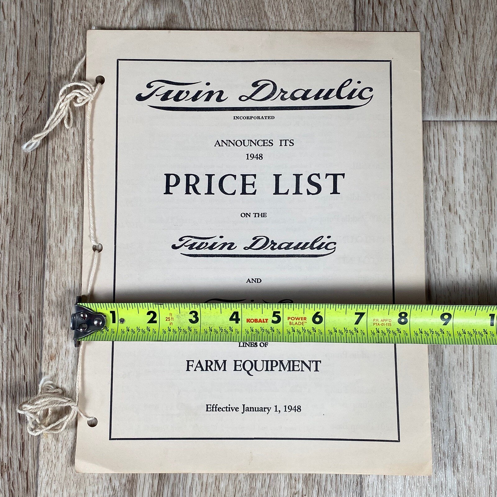 Twin Draulic Price List TwinEzy 1948 Farm Sales Brochure