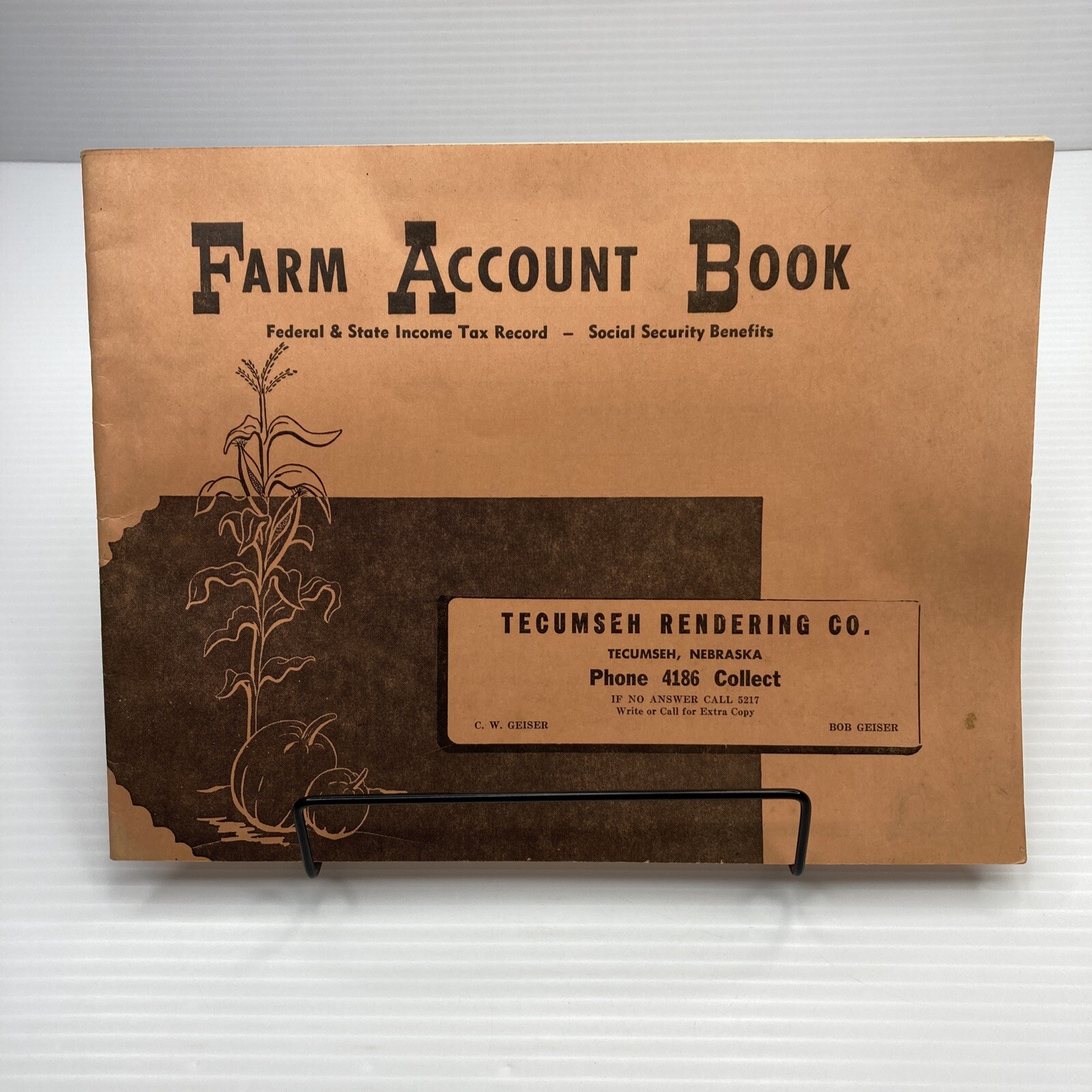 Farm Account Book Tecumseh Rendering Advertising 1963 Tecumseh Nebraska