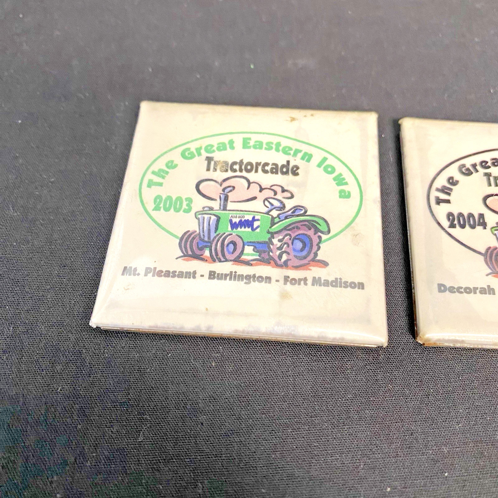 Two Great Eastern Iowa Tractorcade Pins – Midwest Farming WMT Radio – 2003/04