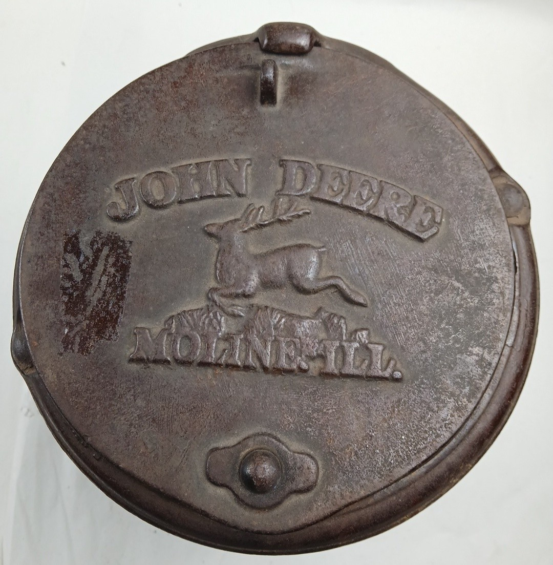 Antique John Deere Moline ILL Cast Iron Corn Planter Seed Box Lid Farm Sign