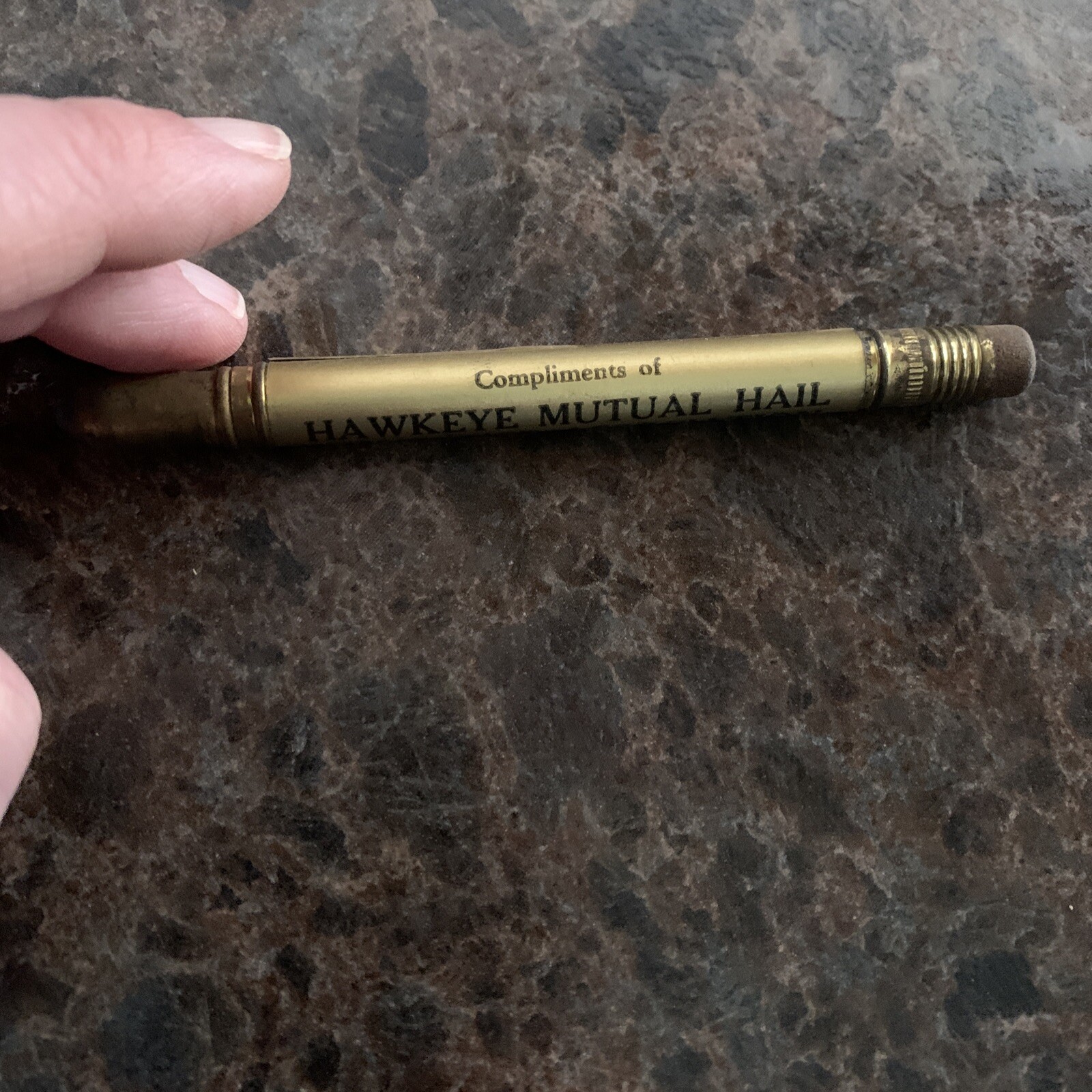 Vtg Hawkeye Mutual Hail Insurance Assn Bullet Pencil Fort Dodge IA
