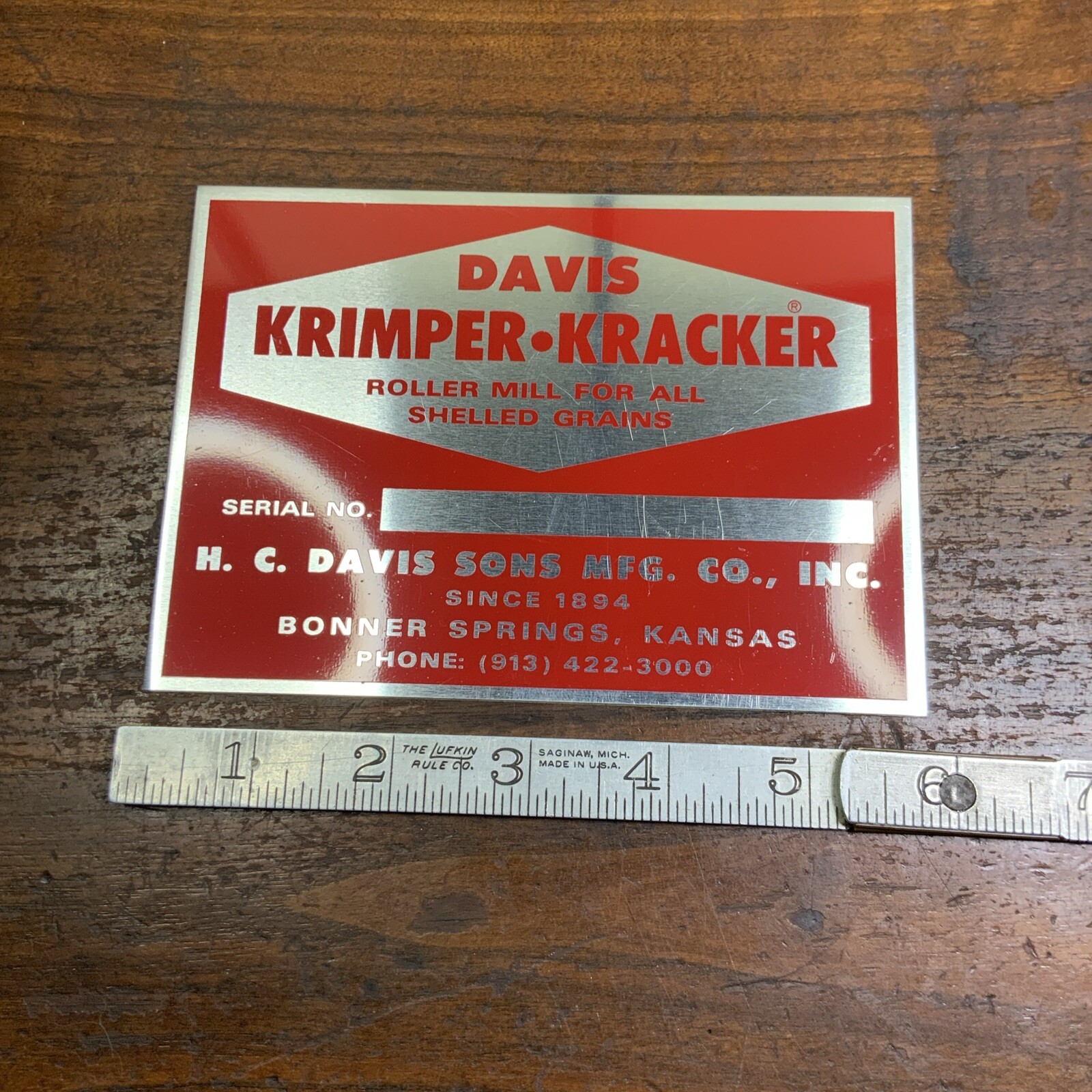 Davis Krimper Kracker Grain Mill H.C. Davis And Sons MFG Kansas Equipment Plate