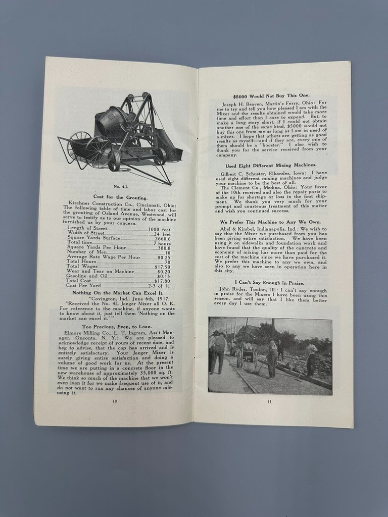 1920s JAEGER Machinery CONCRETE MIXERS Advertising Vintage Brochure COLUMBUS OH