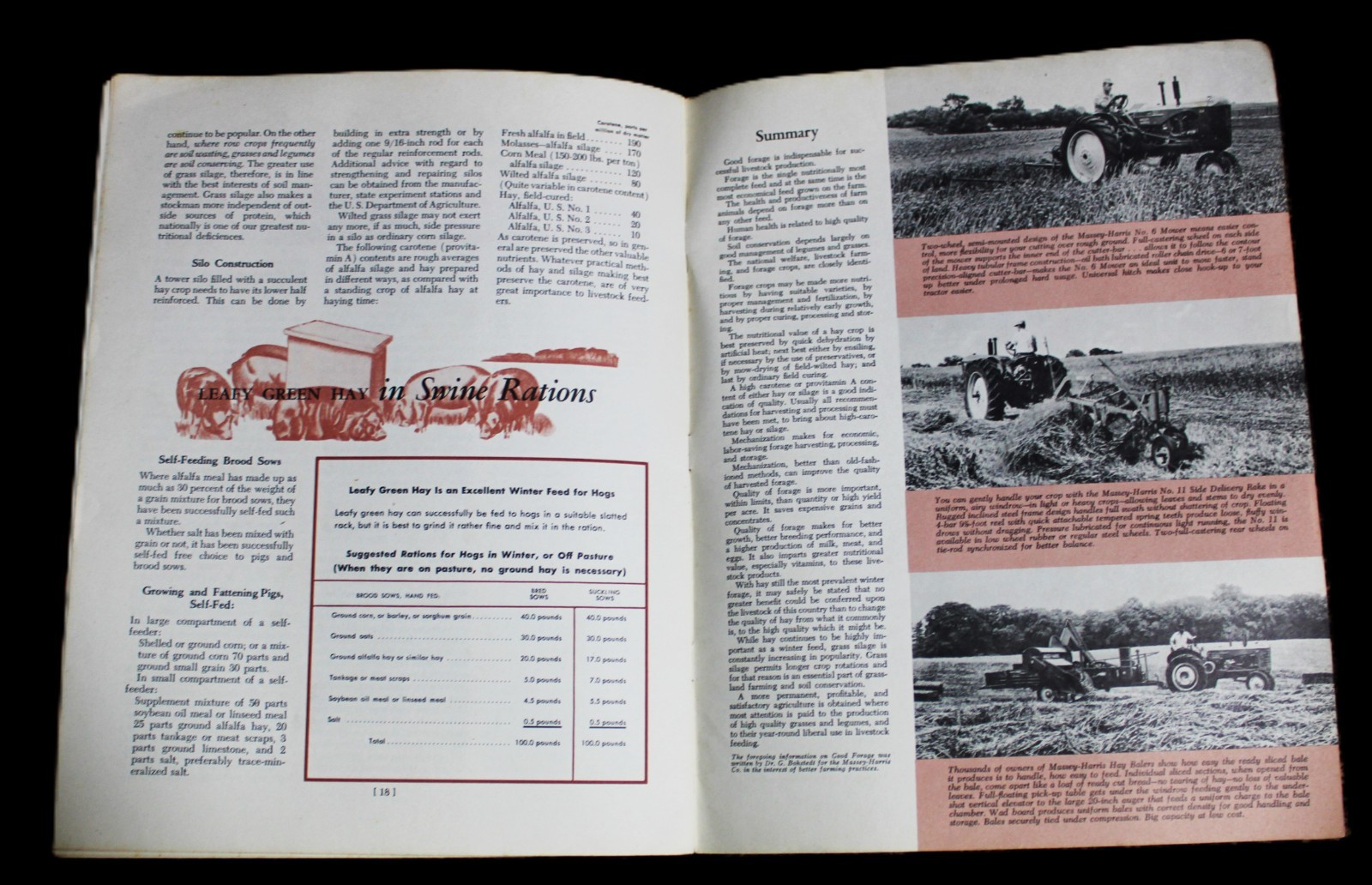 MASSEY HARRIS GOOD FORAGE THE KEY TO LIVESTOCK PROFITS ADVERTISING BROCHURE 1953
