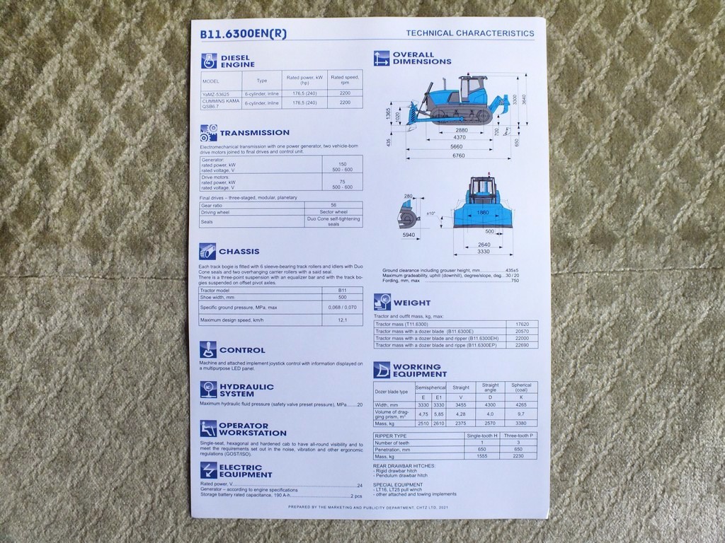 CHTZ B11.6300EN Electromechanical Transmission Bulldozer Russian Brochure 2021