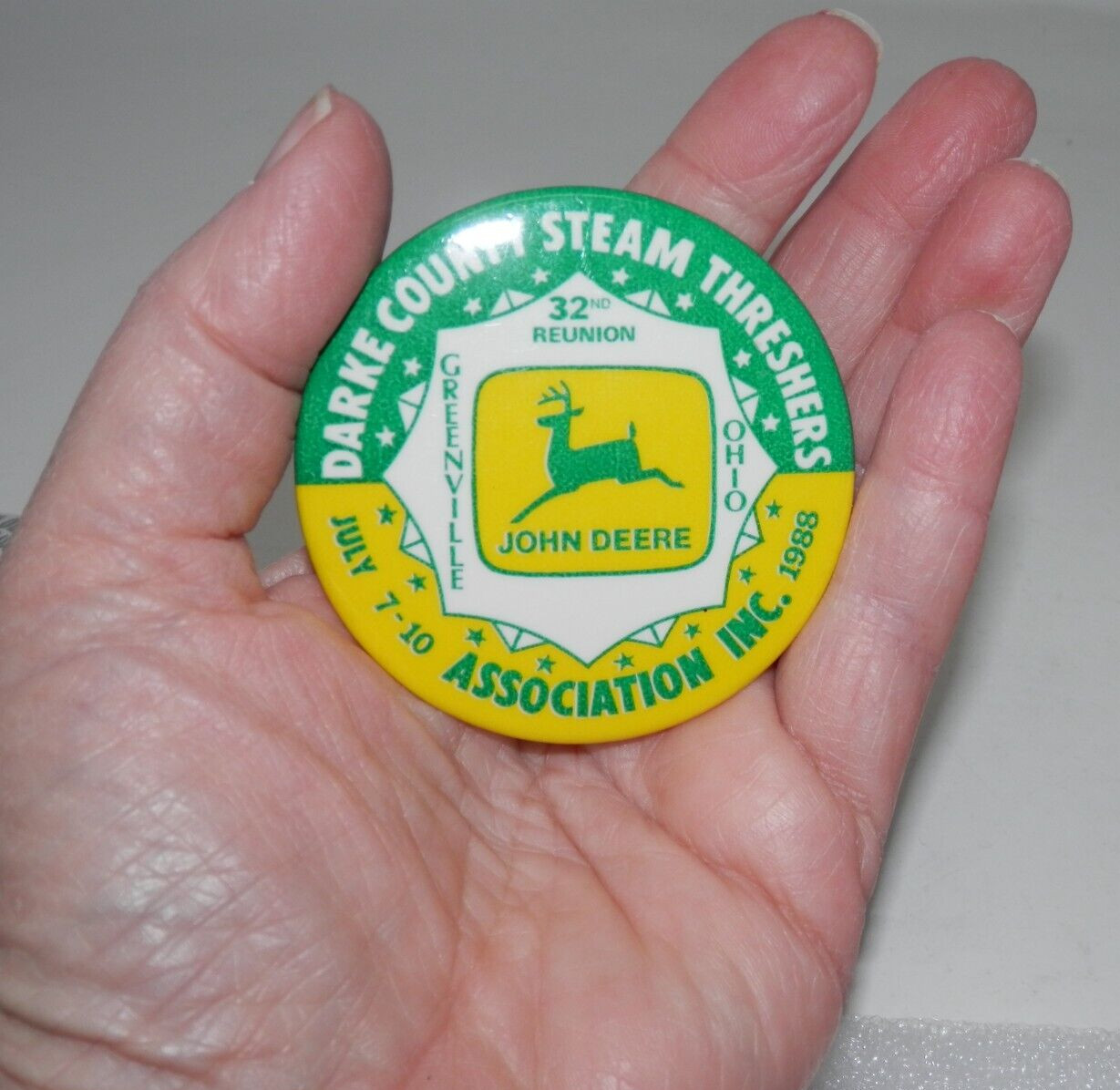 Vintage Darke County Steam Threshers Buttons Greenville OH 32nd 39th Pin Pinback
