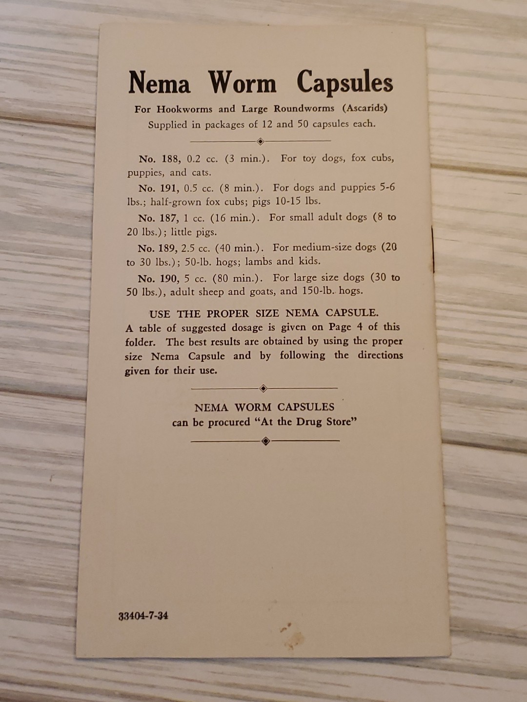 1927 NEMA Worm Capsules Prevention of Dog Diseases Parke Davis & Co. Brochure