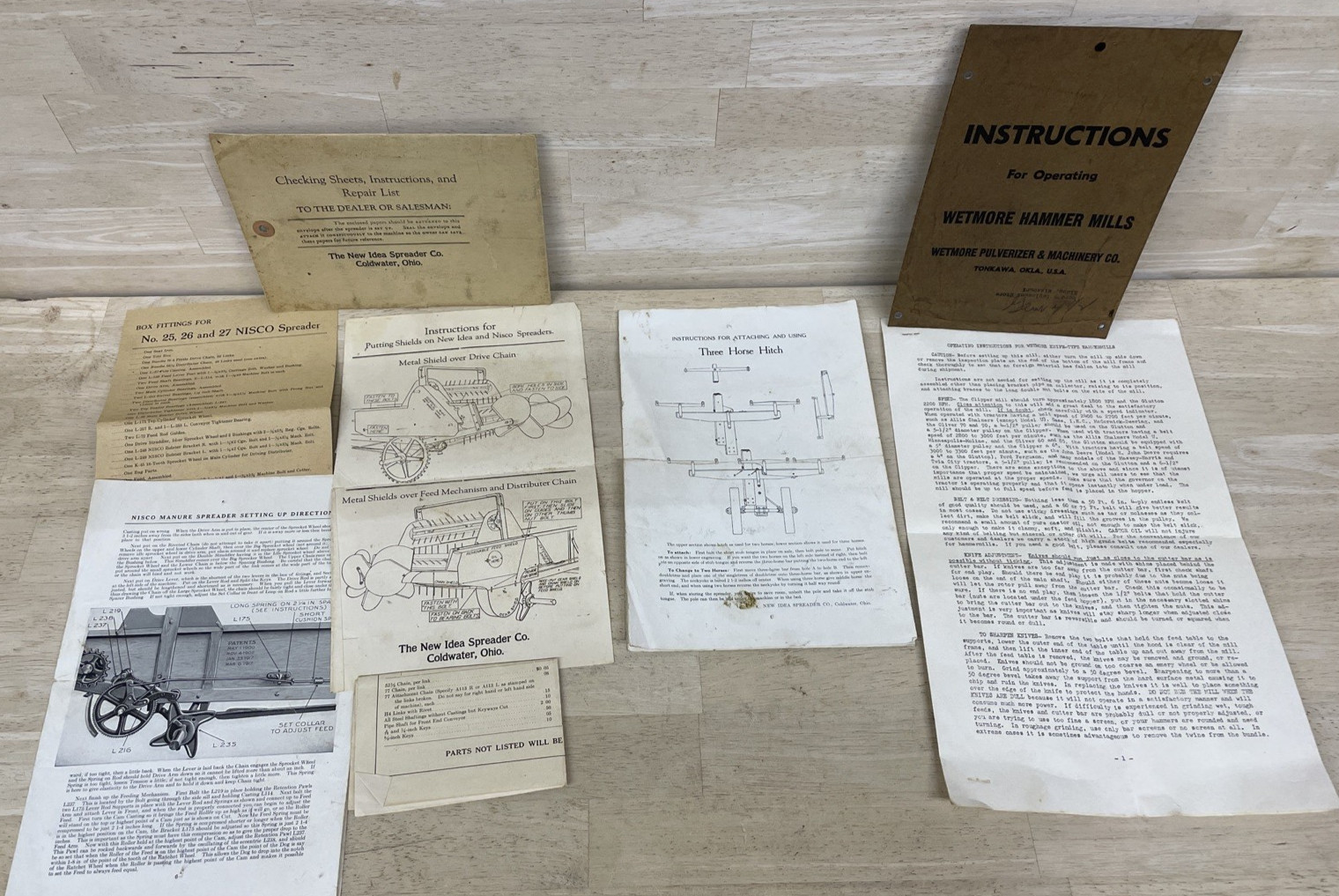 Antique Tractor Wetmore Hammer Mills New Idea Spreader Co. Farm Owner Manual Lot