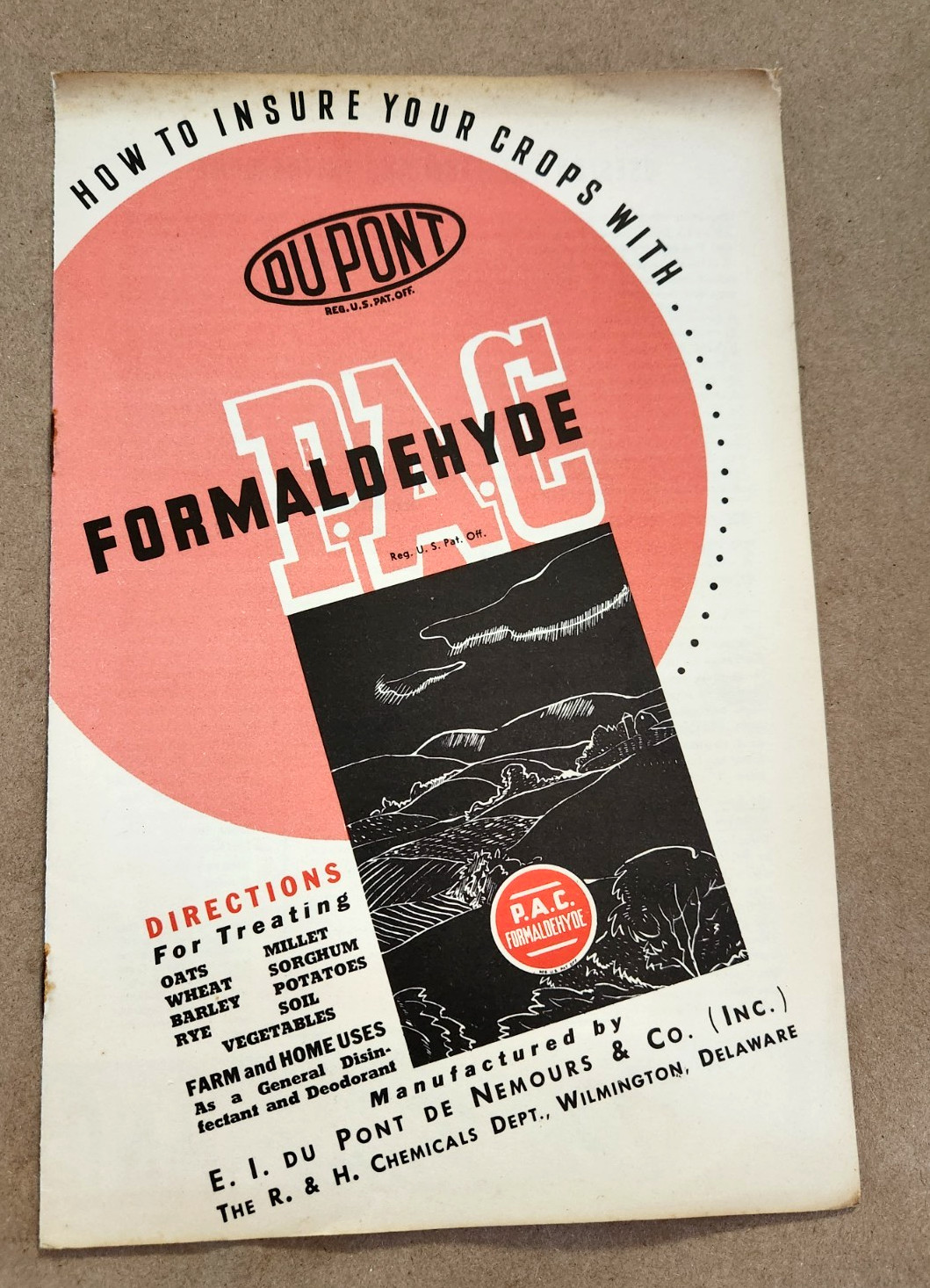 Vintage DUPONT Formaldehyde Brochure Farming Crop Disinfectant POISON