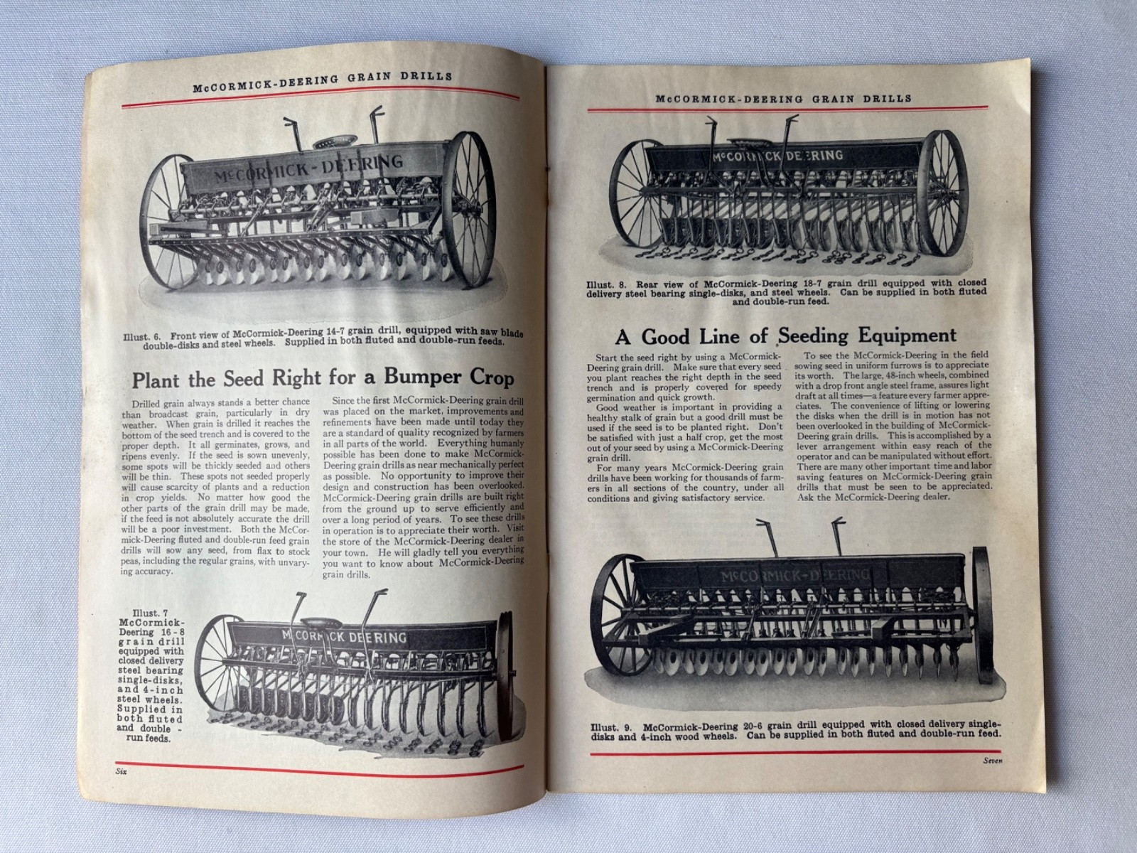 Antique McCormick-Deering Grain Drills Catalog Circa 1931 Great Illustrations