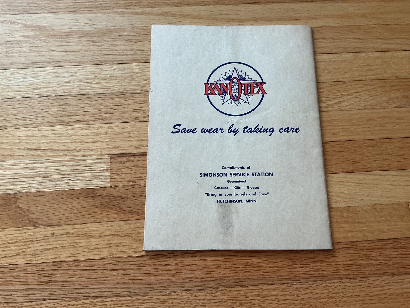 VTG Farm Acct. Record Book – Kanotex Gas & Simonson service, Hutchinson, MN.