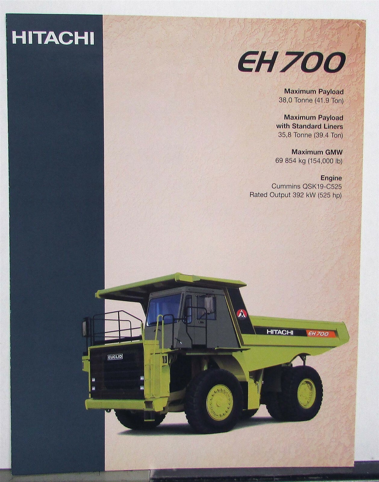 2001 Hitachi EH 700 Dumper Specifications Construction Sales Brochure
