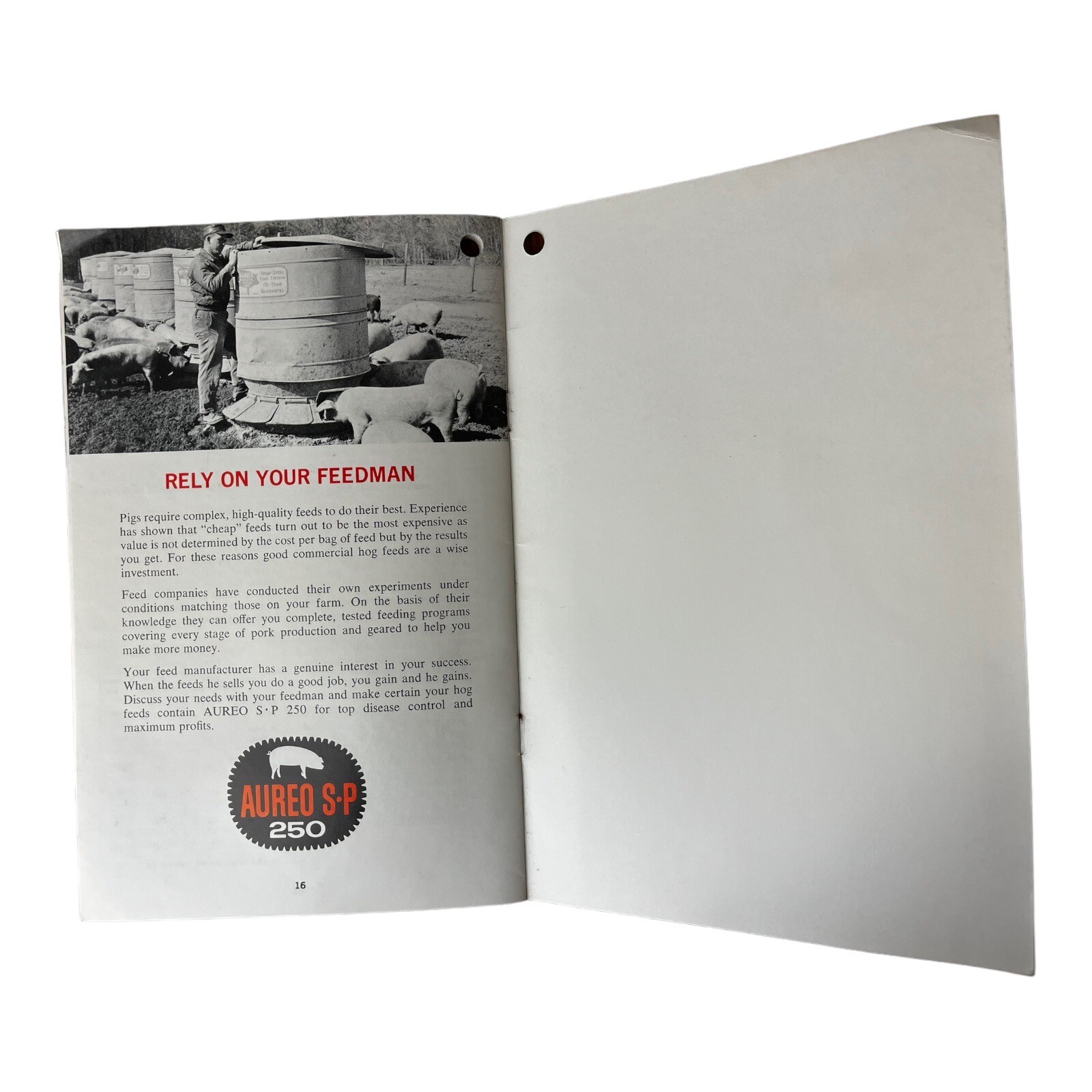 Vintage Aureo SP 250 Feed Pork Profit 16 Page Brochure Print Advert