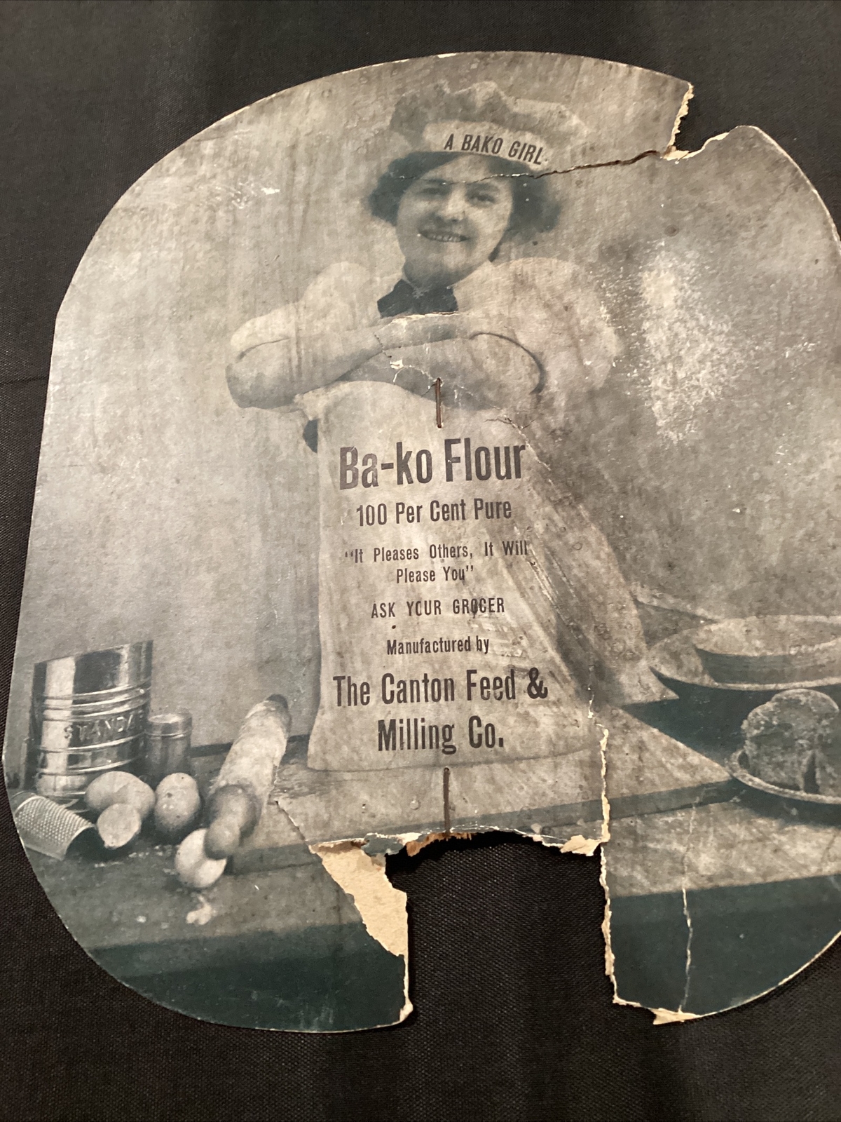 Ba-Ko Flour Canton Feed & Milling Co broken Paper Fan Ad