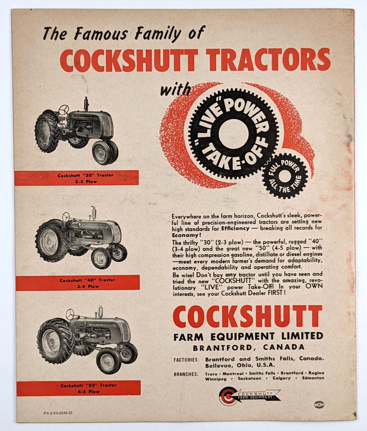 Cockshutt Mowers Tractors Advertising Brochure Cockshutt Farm Equipment 1950s