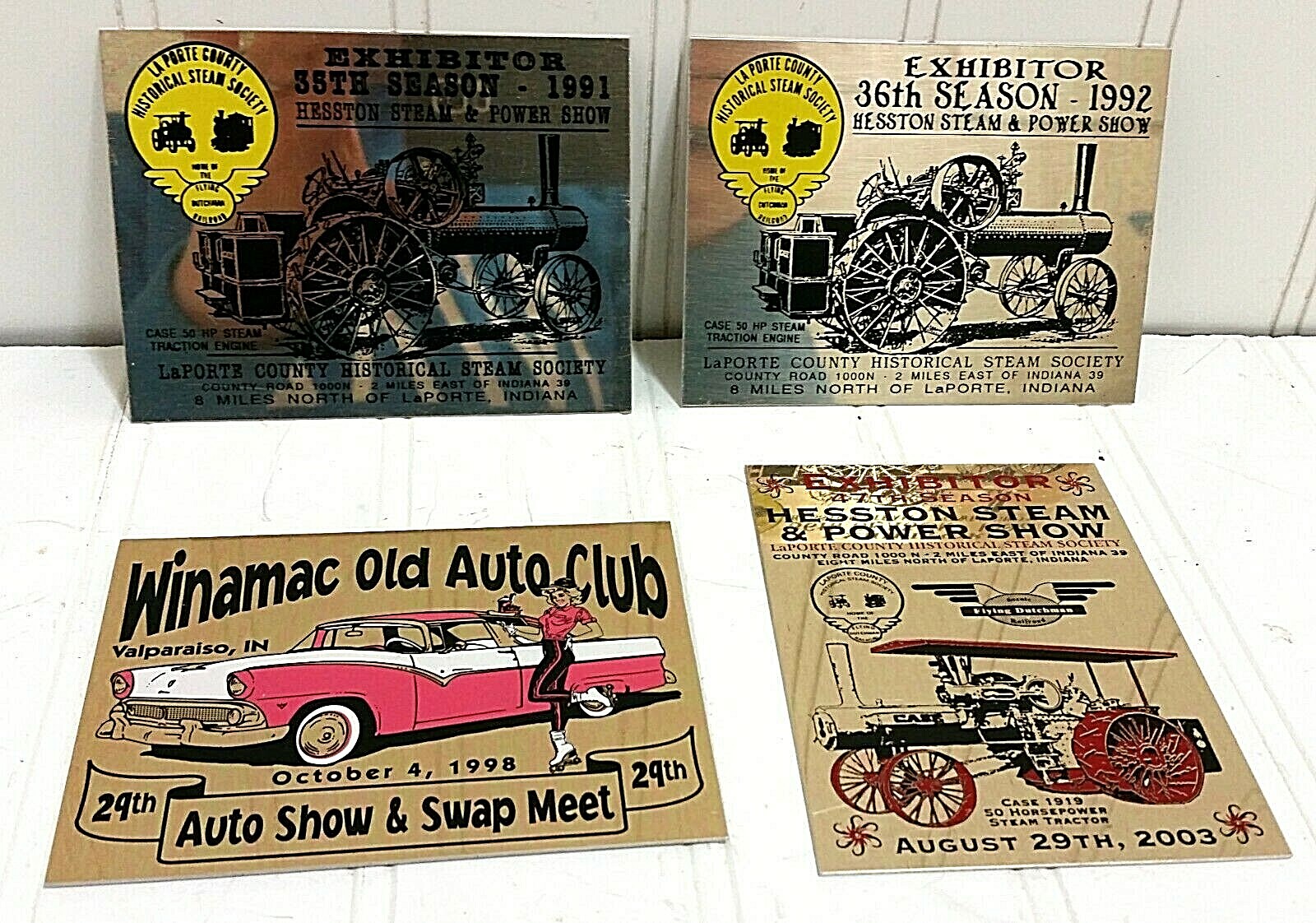 Old Auto Club & Hesston Antique Steam Power Show EXHIBITOR PLAQUE Lot Exibits