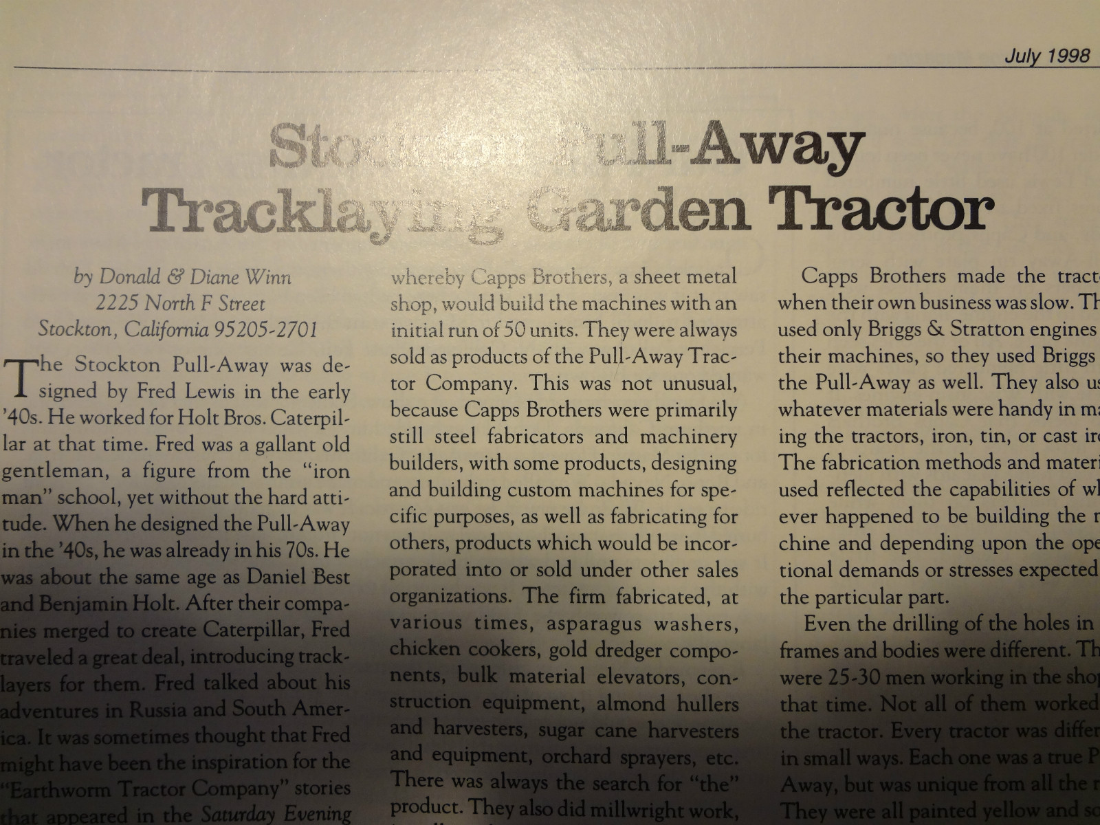 Stockton Pull-Away Garden Tractor, 500 HP Ruston Hornsby Engine, Frisco 4HP