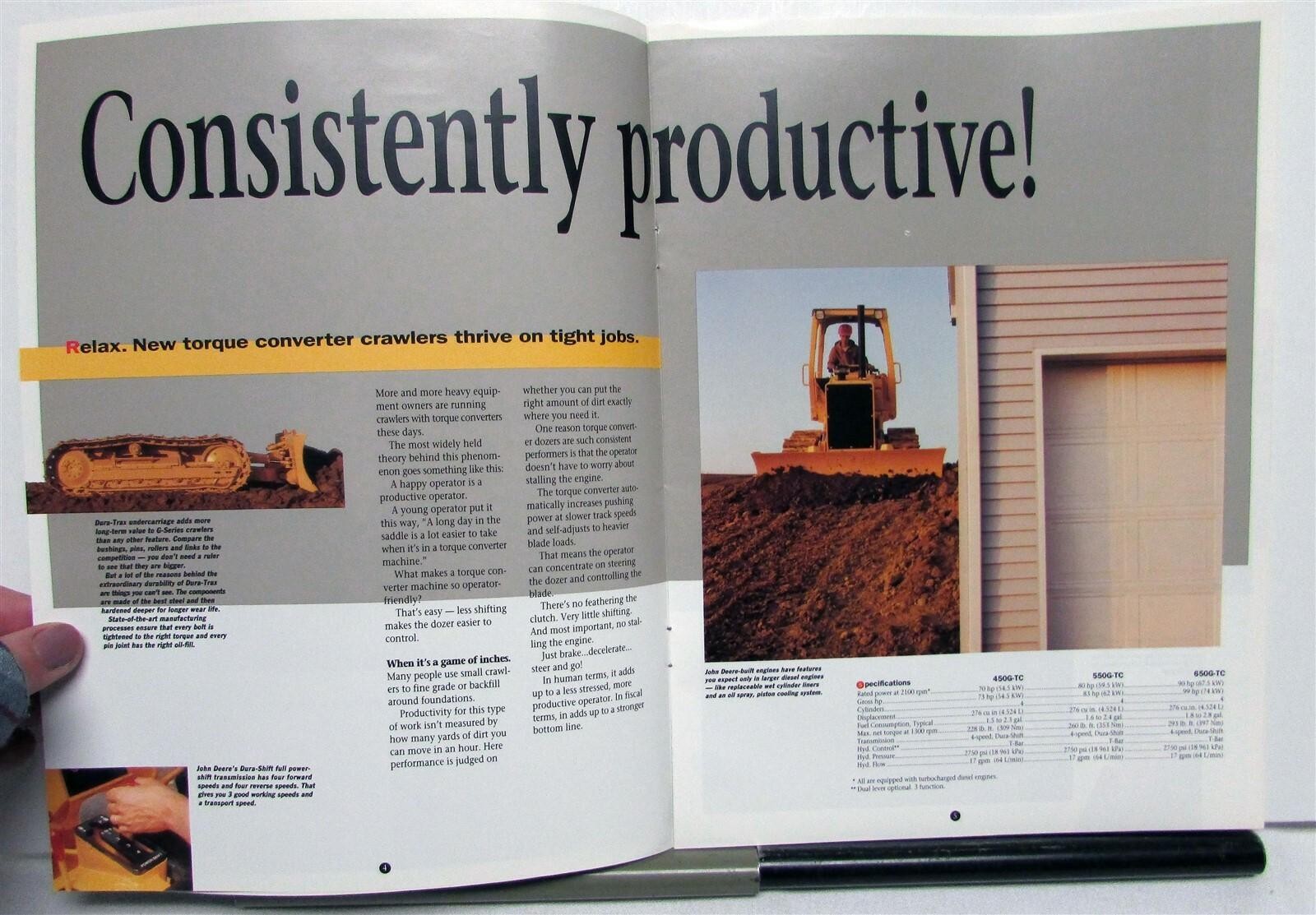1993 John Deere 450 550 650G/TC Crawler Dozer Specs Construction Sale Brochure