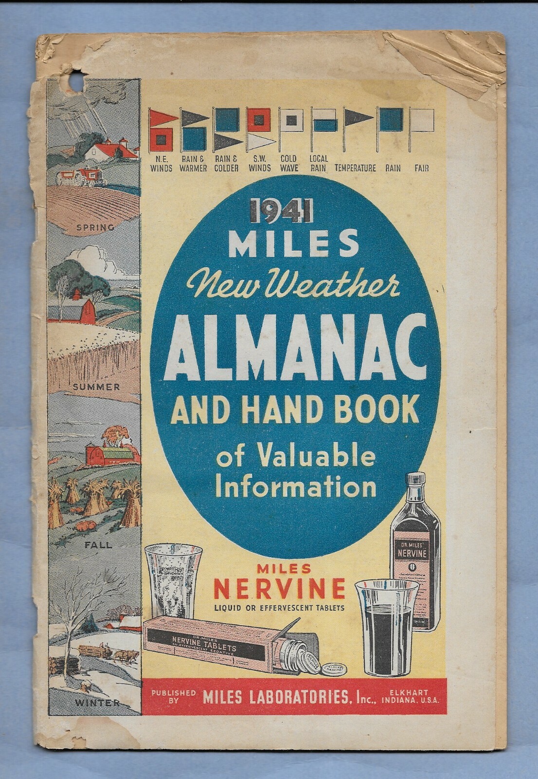 VINTAGE 1941 DR MILES ALMANAC SOME OLD WEAR & TEAR 32 pages MILES NERVINE