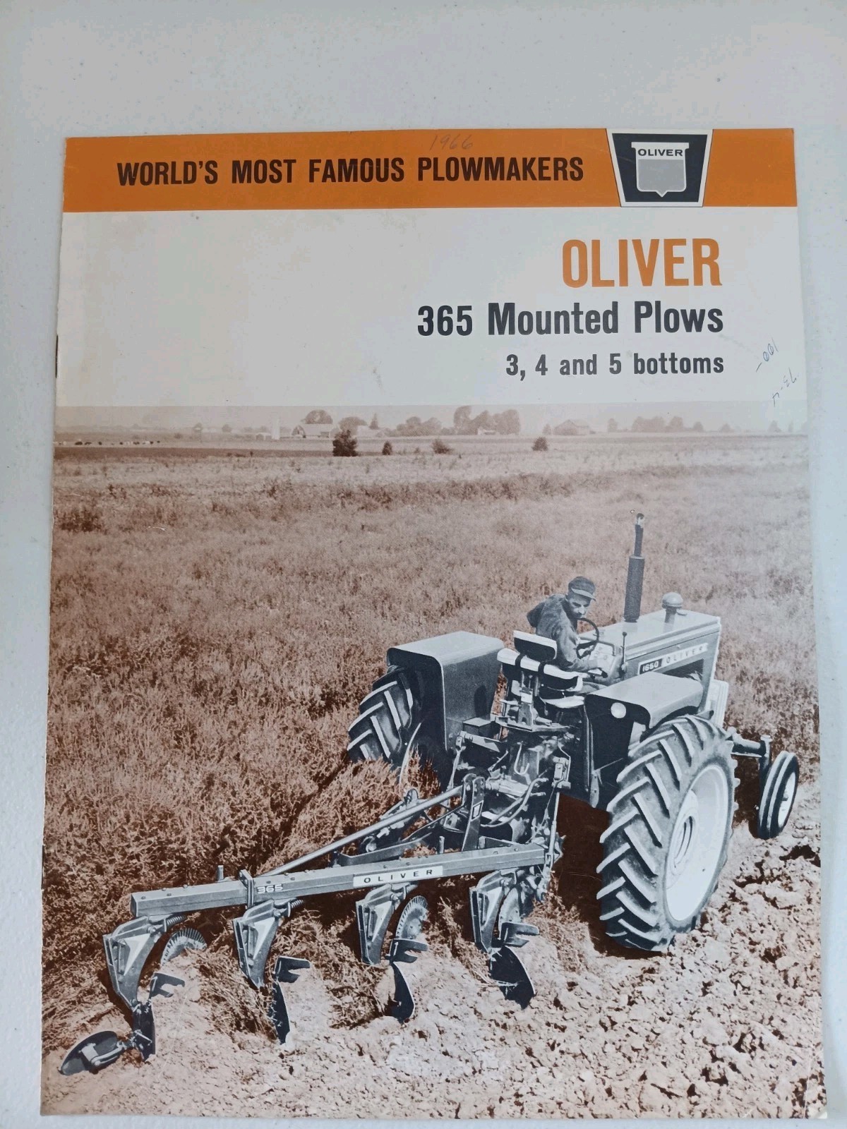 Oliver 365 Mounted Plows3, 4, 5 Bottoms Tractor Dealers Sales Brochure 1966