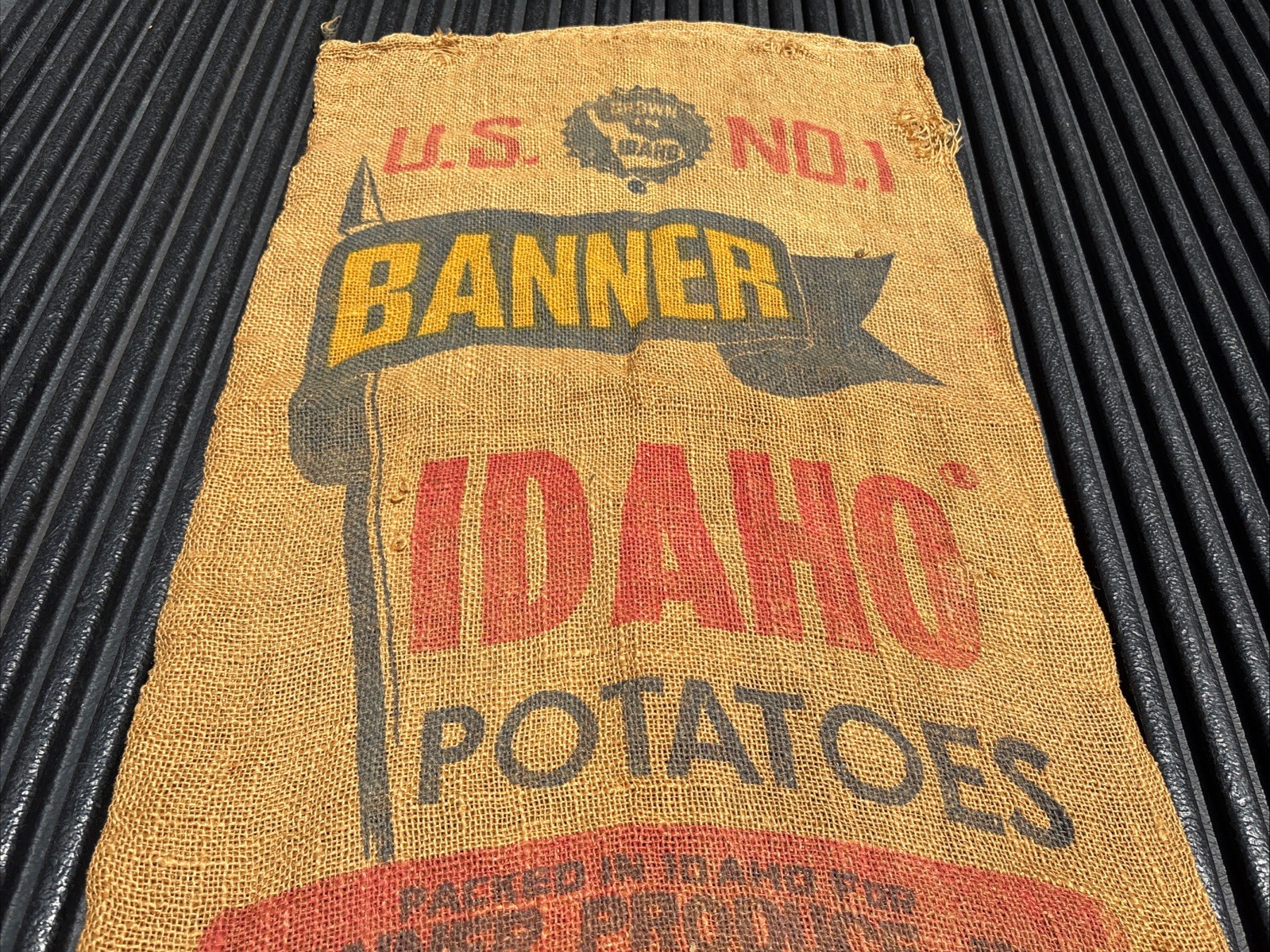 Vintage BANNER Produce Inc. Idaho Potatoes 100 LB USA Burlap Bag Sack