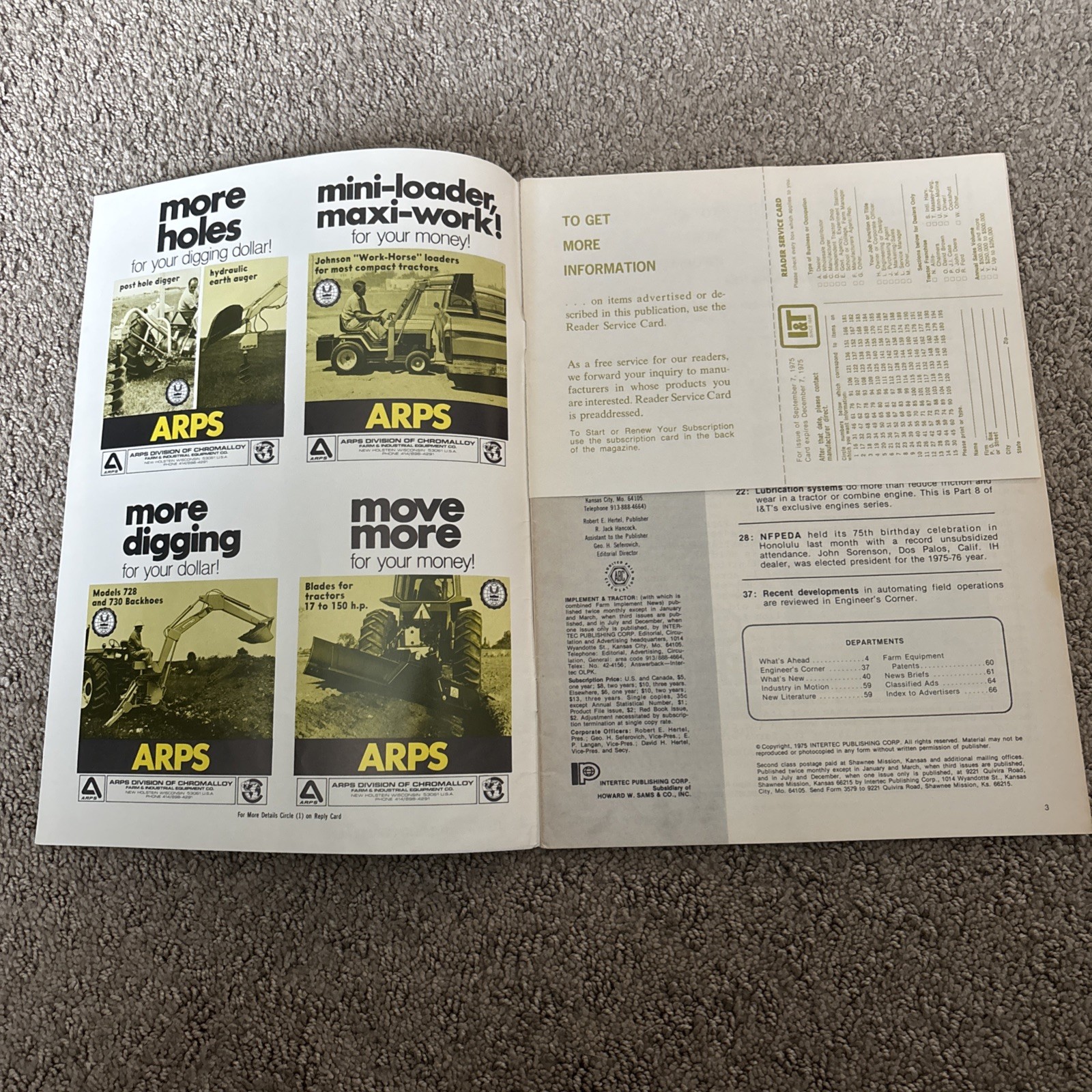 Implement & Tractor Magazine Sept. 7, 1975 Farming Agriculture Vintage Ads JH