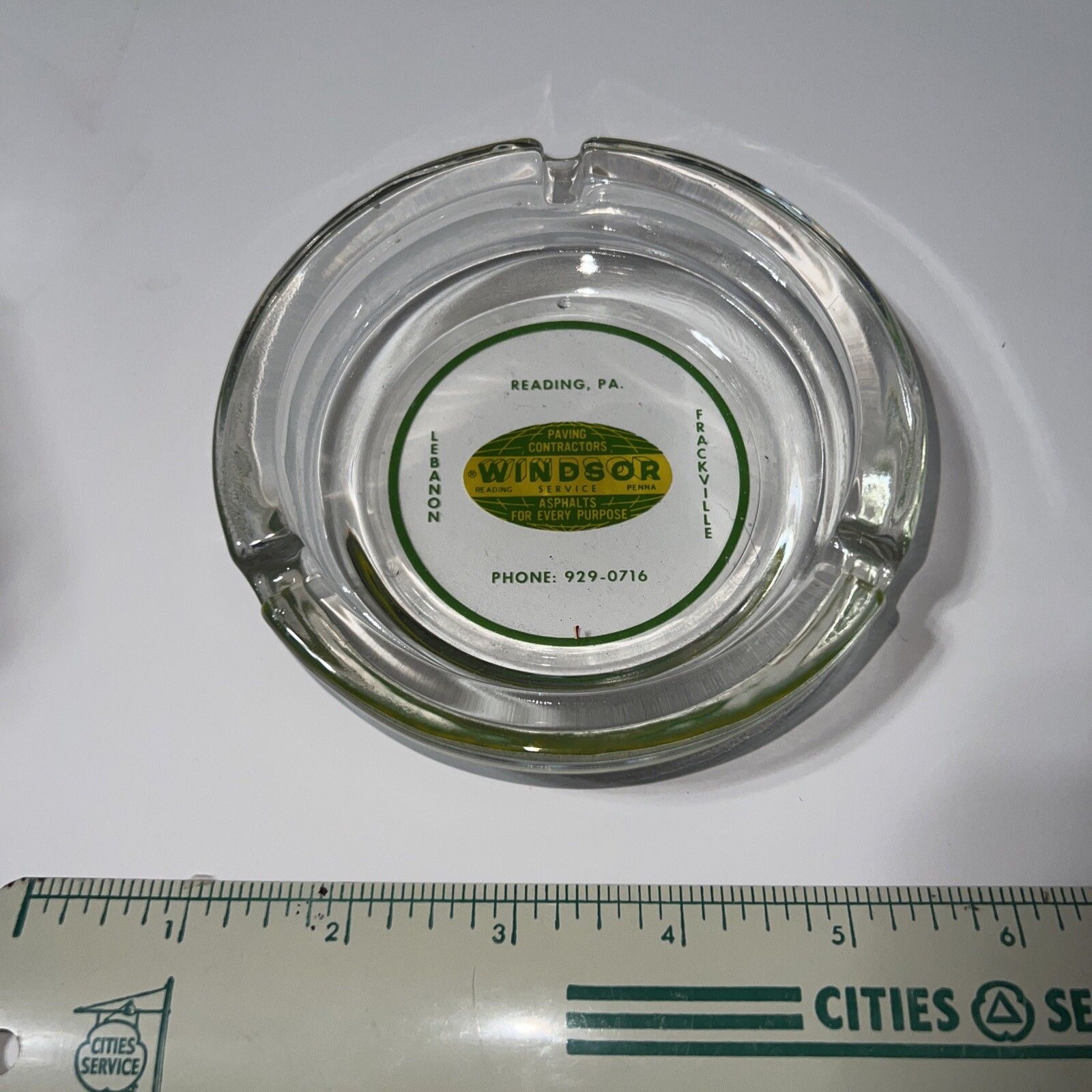 Vintage Glass Ashtray Reading Pa Windsor Paving Contractors