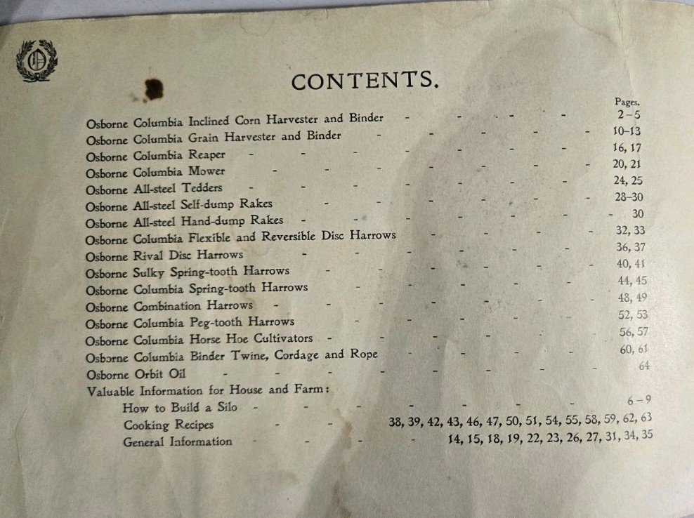 Rare 1890s D.M. OSBORNE & CO Handy Book For House & Farm Implements & Recipes