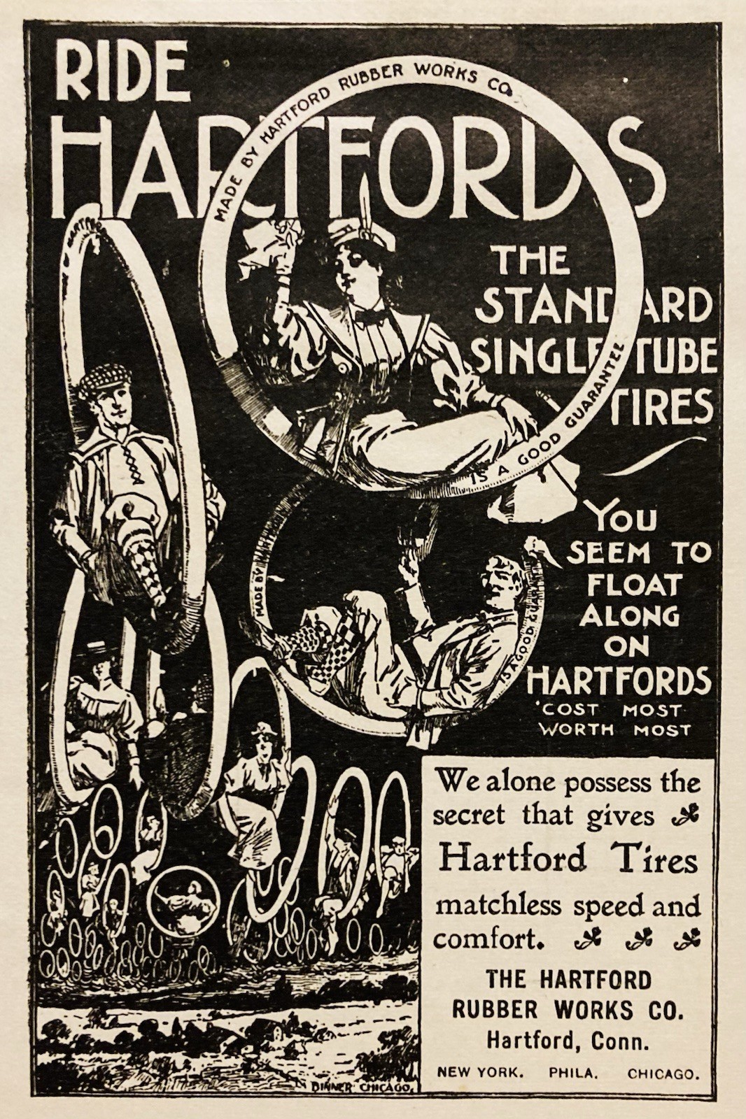 1896 AD.(PC10)~HARTFORD RUBBER WORKS CO. CONN. HARTFORD SINGLE TUBE BICYCLE TIRE