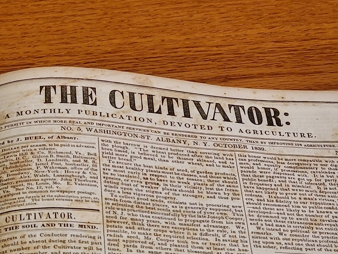 The Cultivator Monthly Journal Hardbound Book 1838