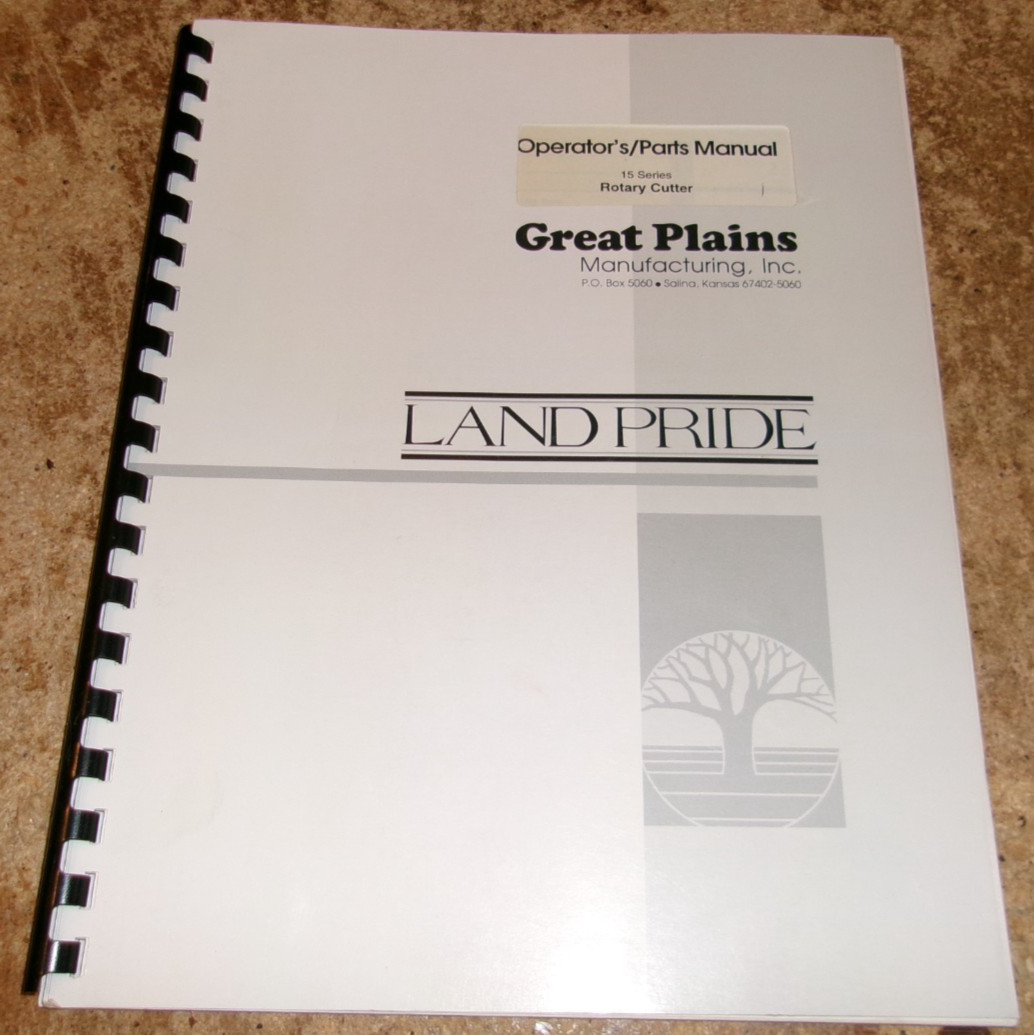 1995 land pride 15 series rotary cutter operators/parts manual new